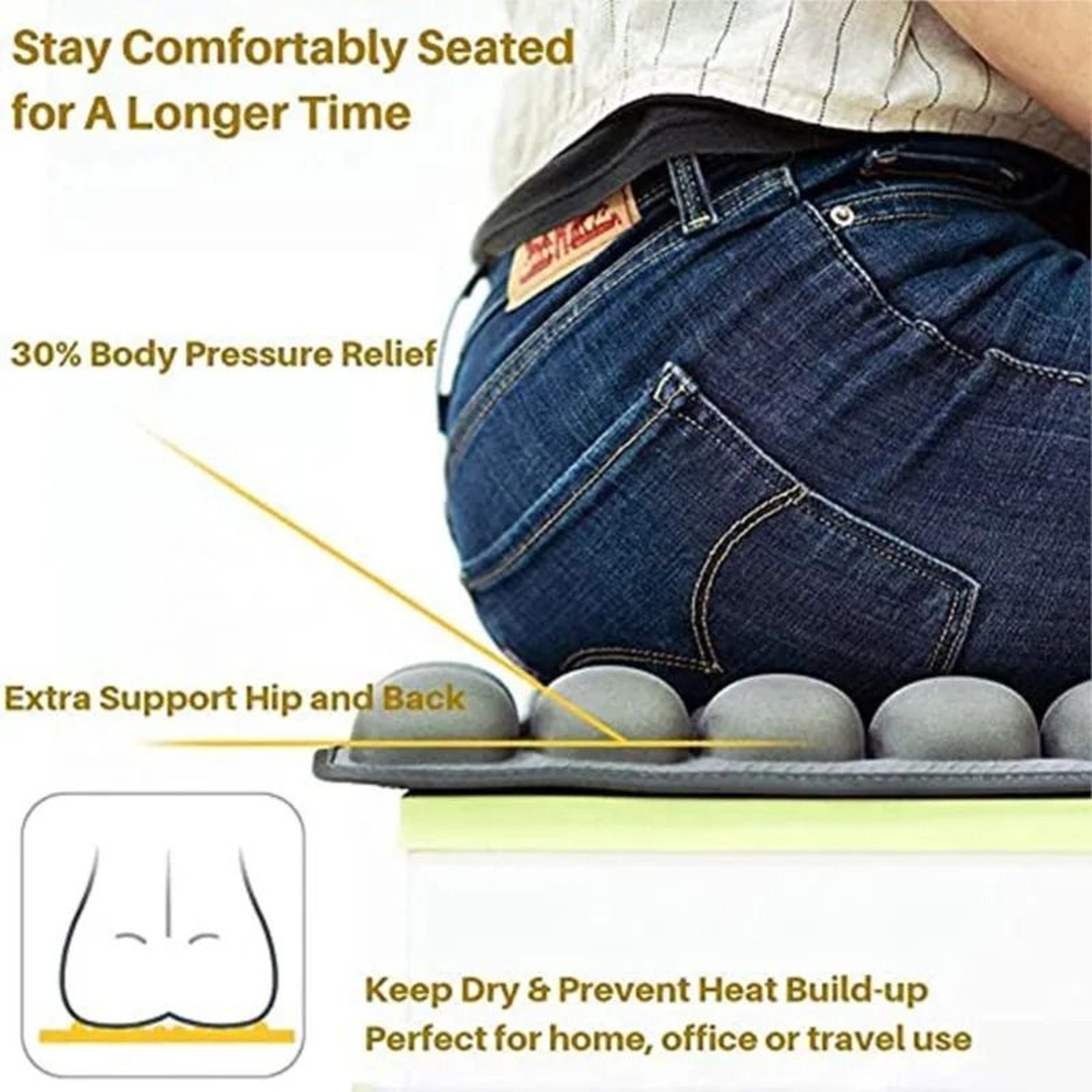 3D Soft Gel Seat Cushion For Tailbone And Sciatica Relief  Breathable Honeycomb Comfort Pad 5