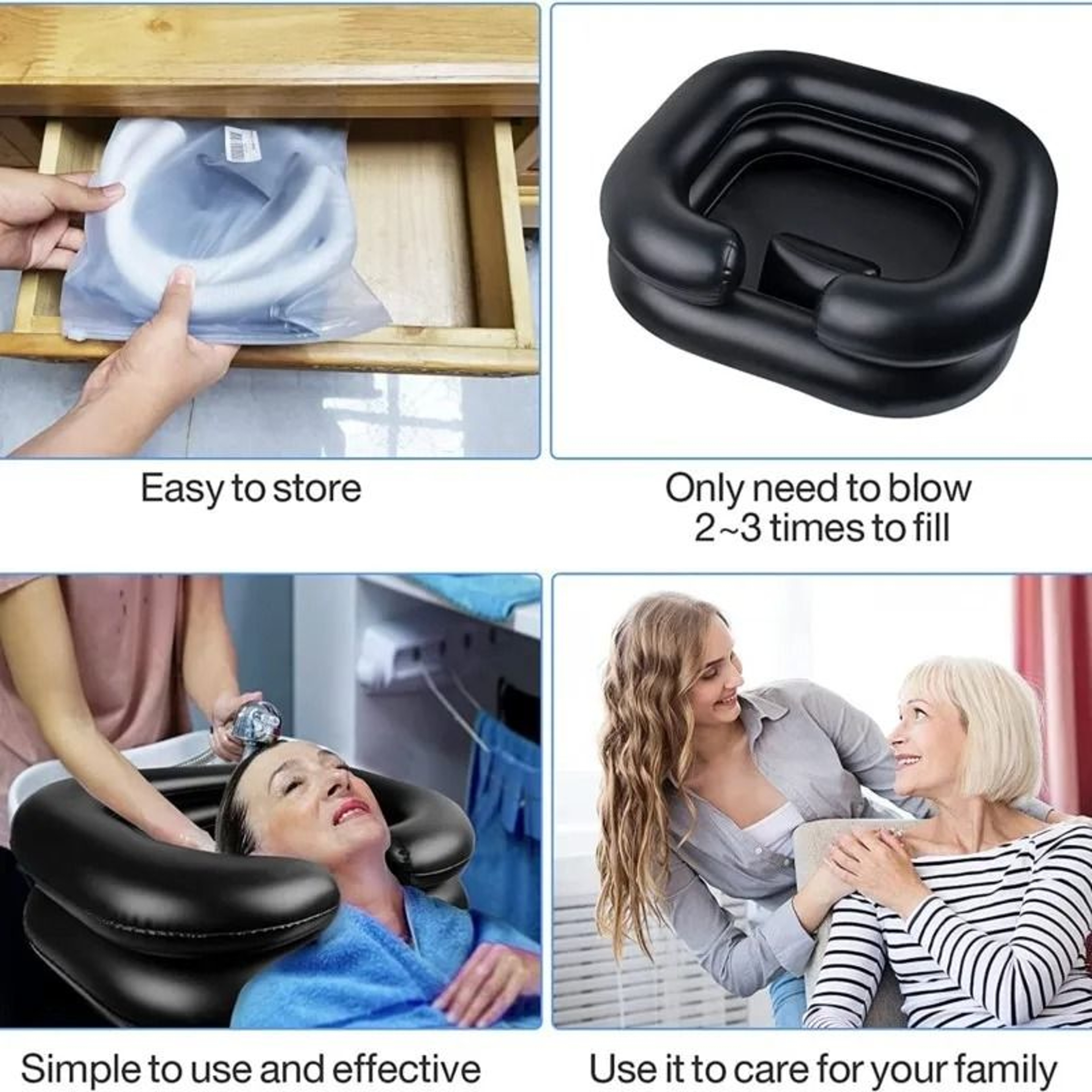 Inflatable Hair Washing Basin With Drain Hose  Portable PVC Shampoo Bowl For Bedridden Elderly And  3