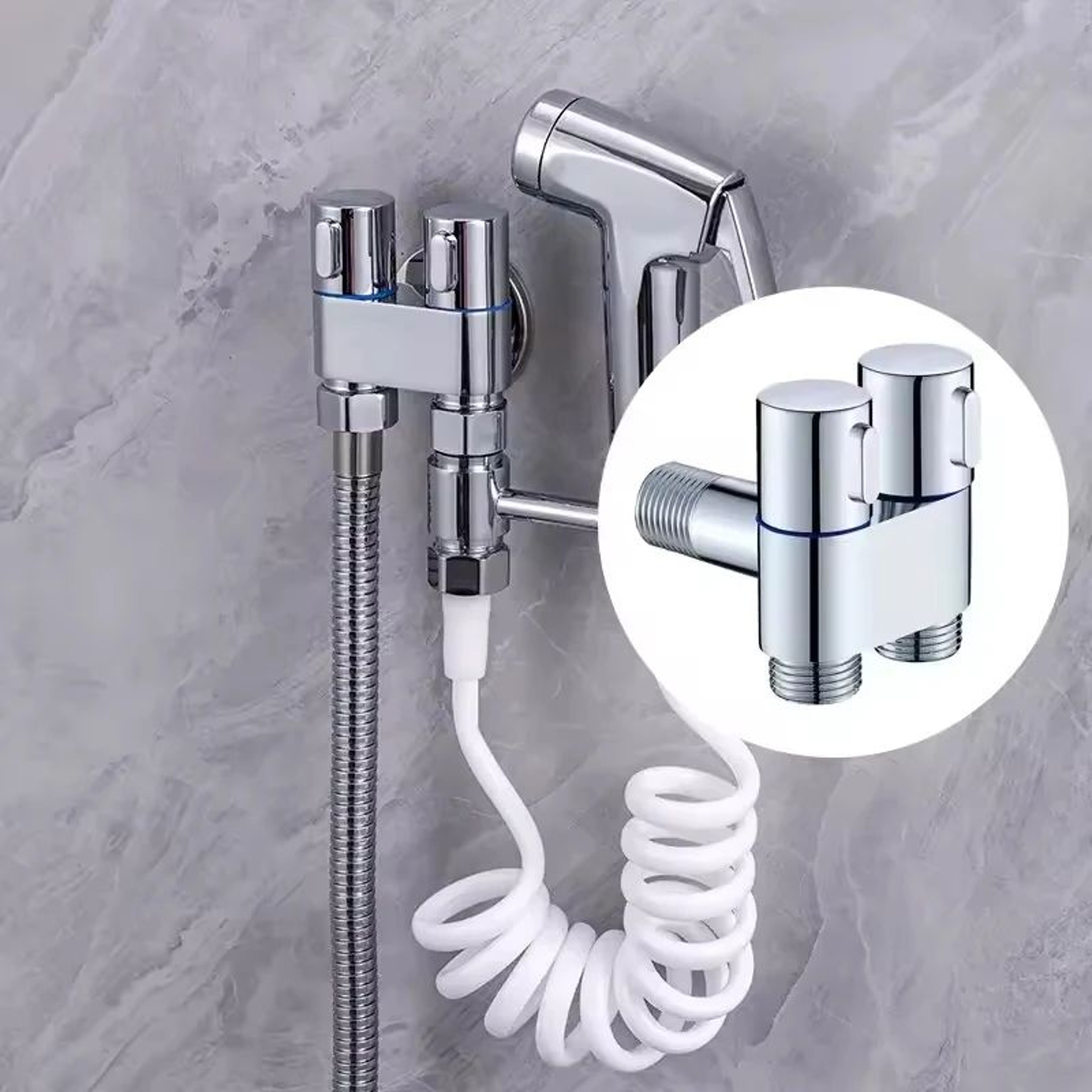 Wall Mounted Bidet Sprayer Set With Adjustable Pressure And Dual Outlet 1