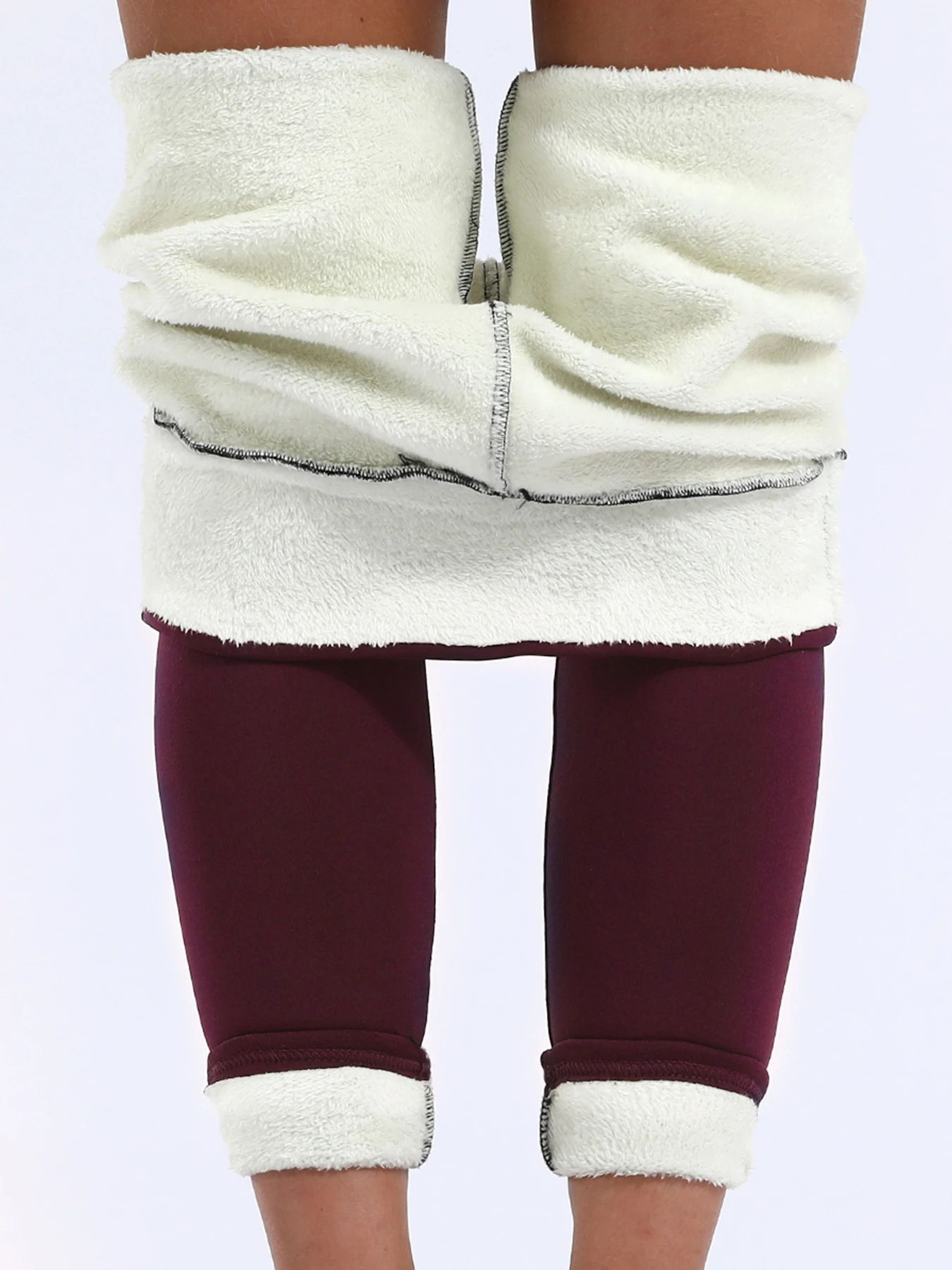 Velvet Winter Warm Leggings High Waist Thick Solid Color Pants For Women 1