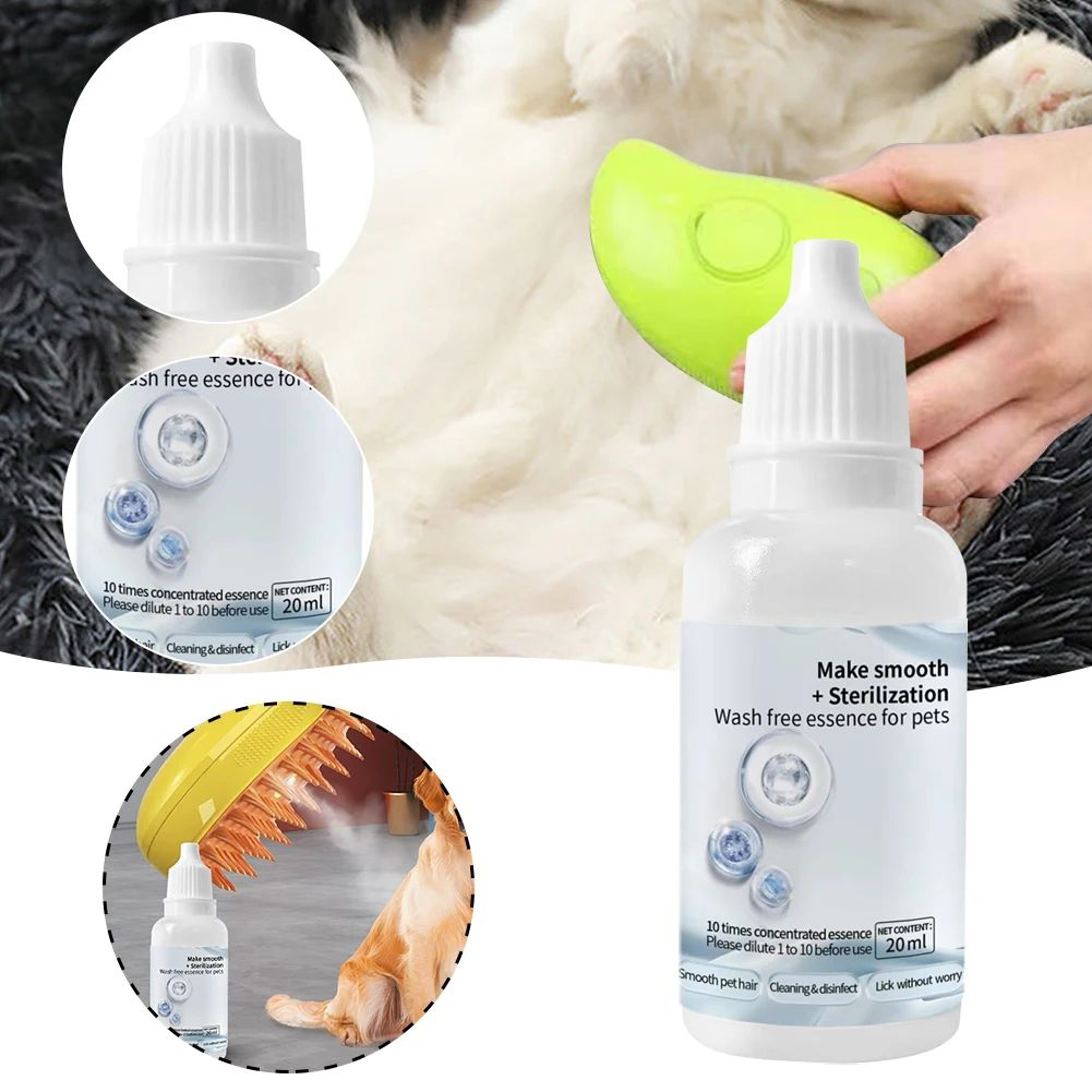 Pet Steam Brush Essence Hair Serum For Cats And Dogs Grooming And Cleaning 2