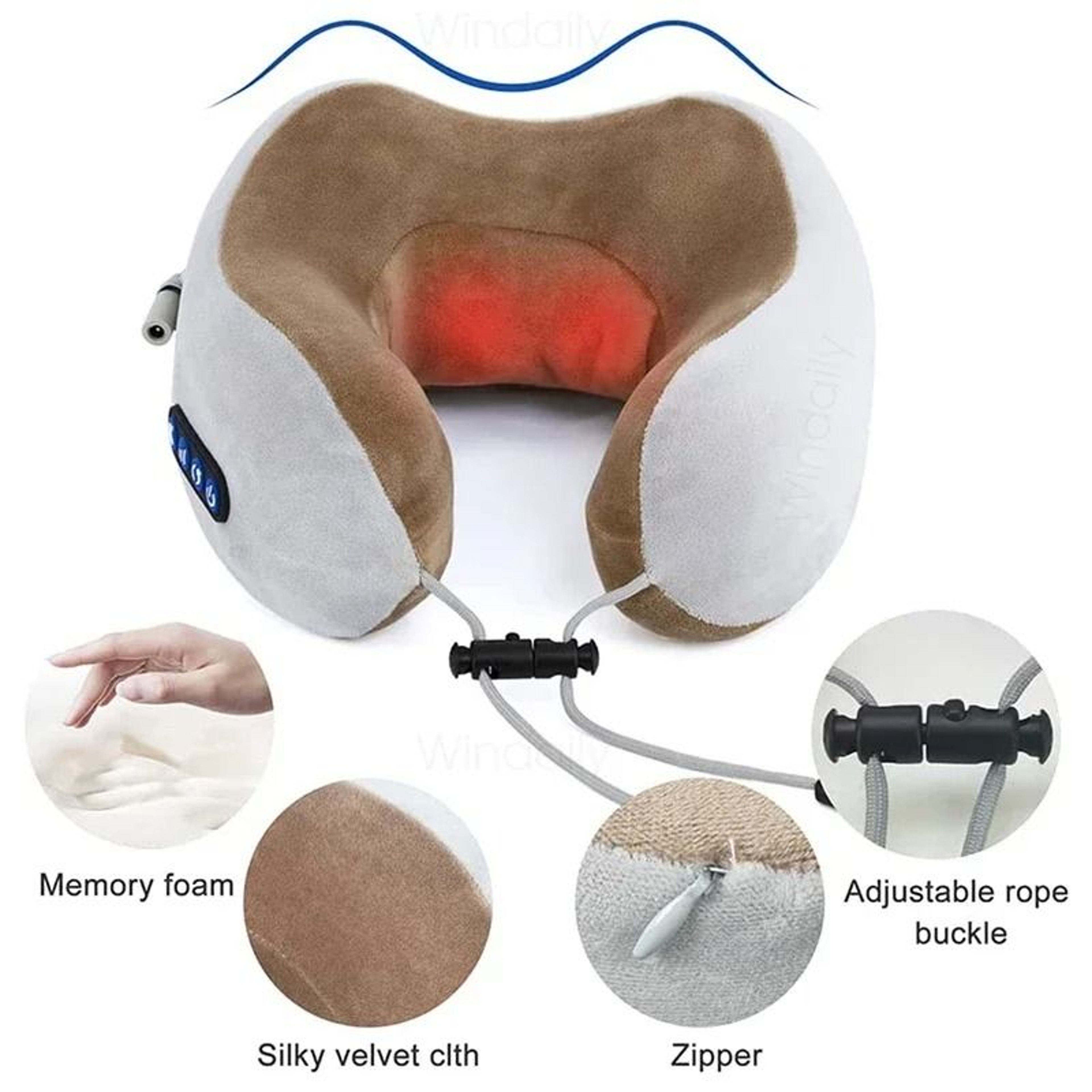 Electric Neck Massager With Heat And Vibration  3D Shiatsu Kneading UShaped Pillow For Neck And Sho 3