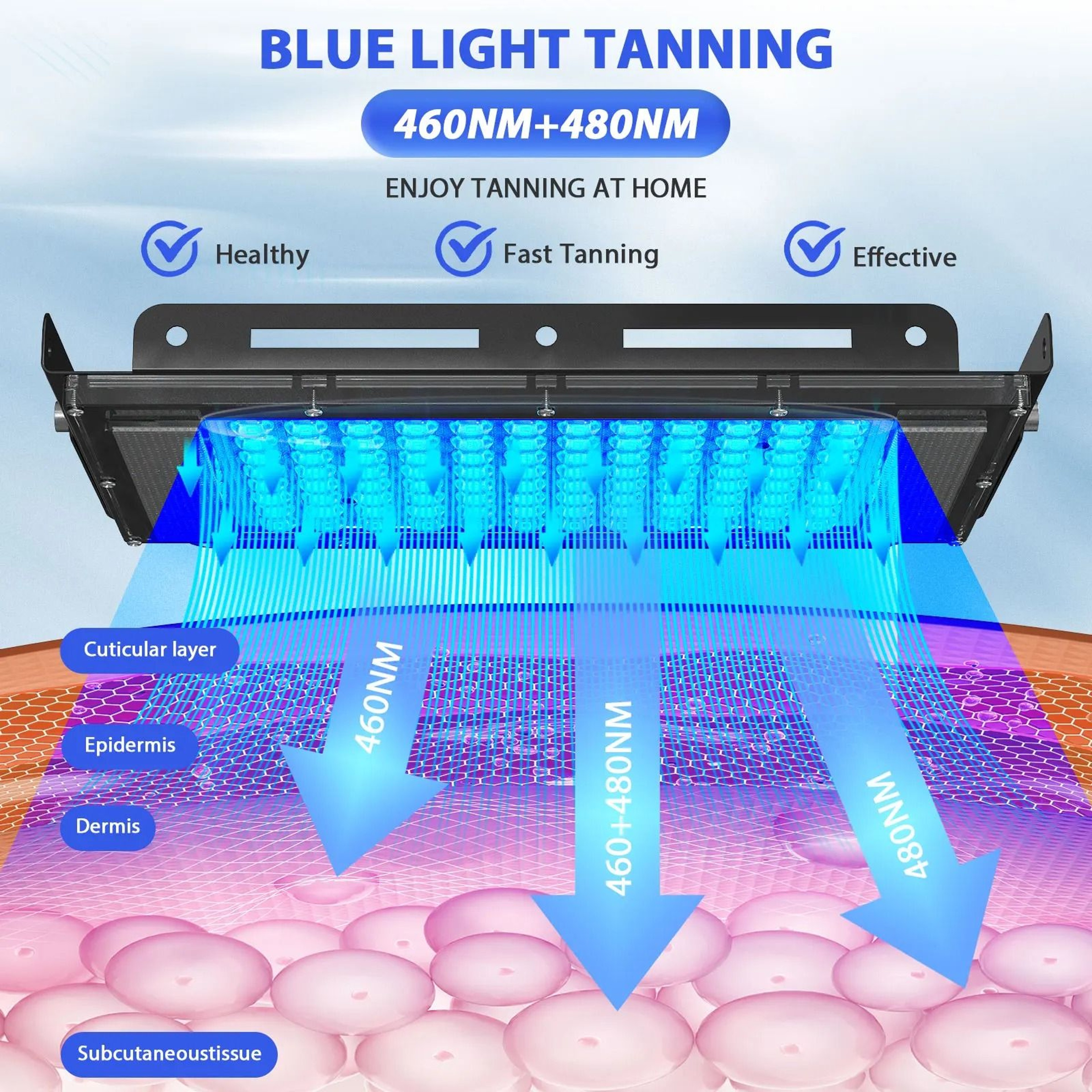 Ultraviolet Tanning Lamp With Adjustable Tripod  50W Blue Light Body Solarium Lamp For Skin Care An