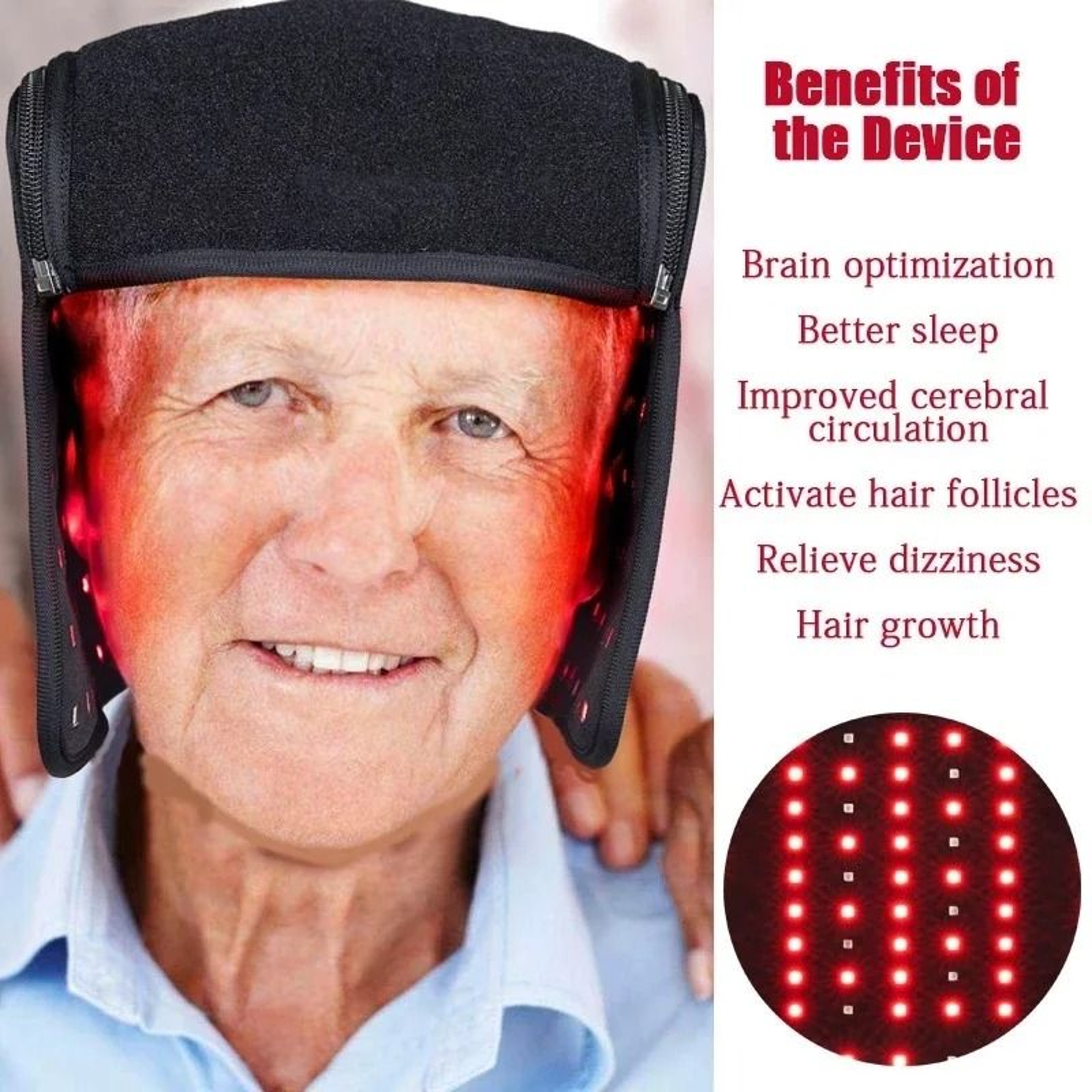 Red Light Therapy Cap  Infrared Hair Regrowth Hat For Thinning Hair Hair Loss Prevention Stress Rel 2