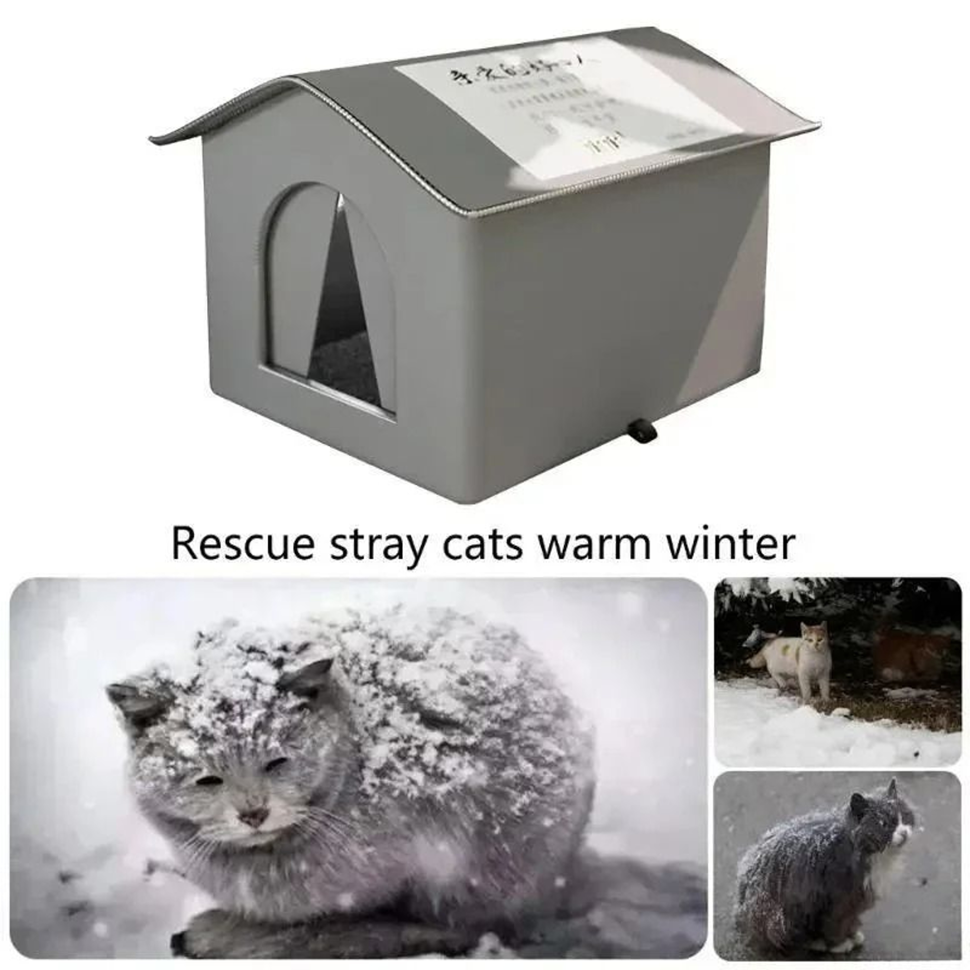 Four Seasons Outdoor Cat House  Waterproof Windproof Thermal Shelter For Cats And Small Dogs 4