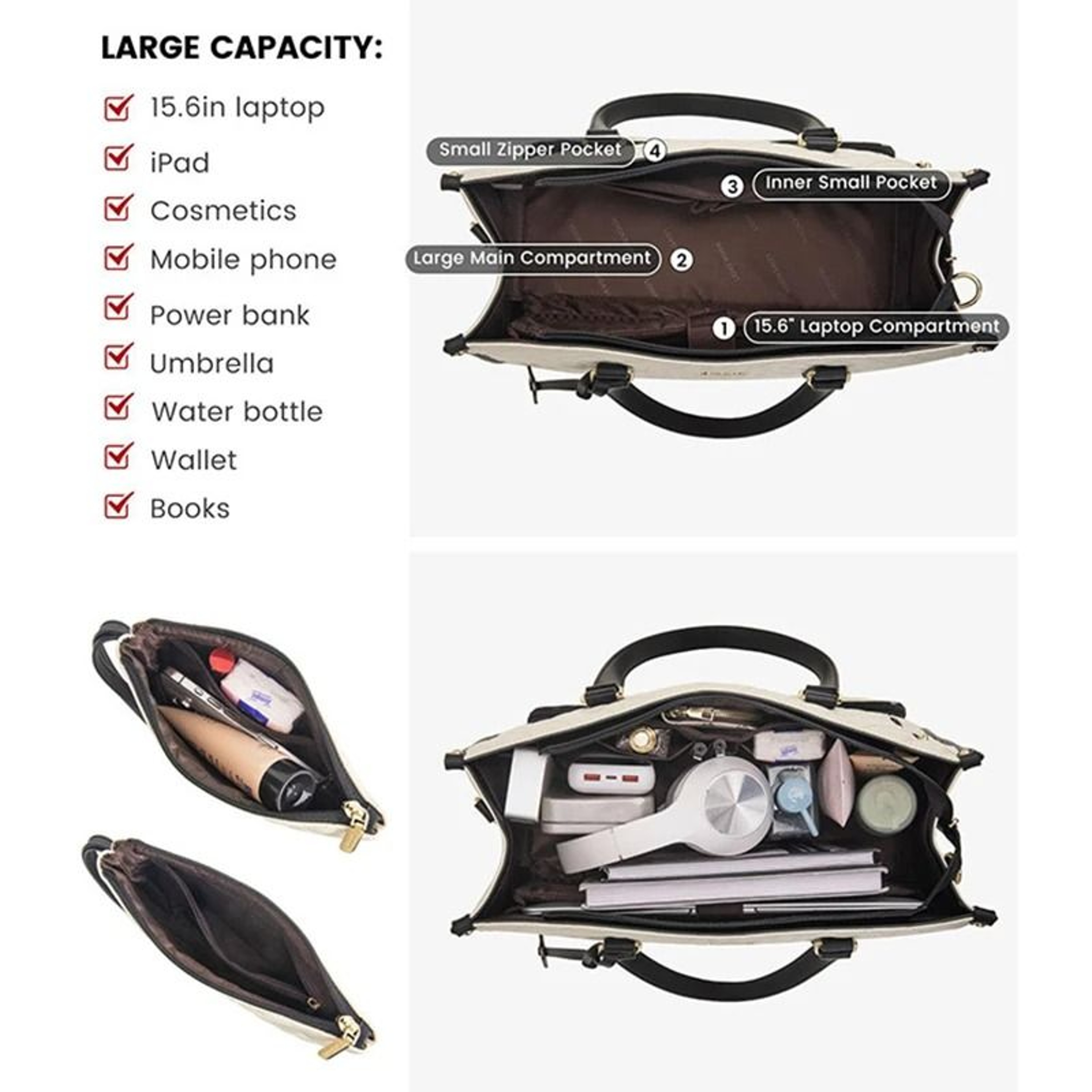 Womens 2 In 1 Insulated Lunch Bag Suitable For 156 Inch Laptops Leak Proof Insulated Work Bag Water 3