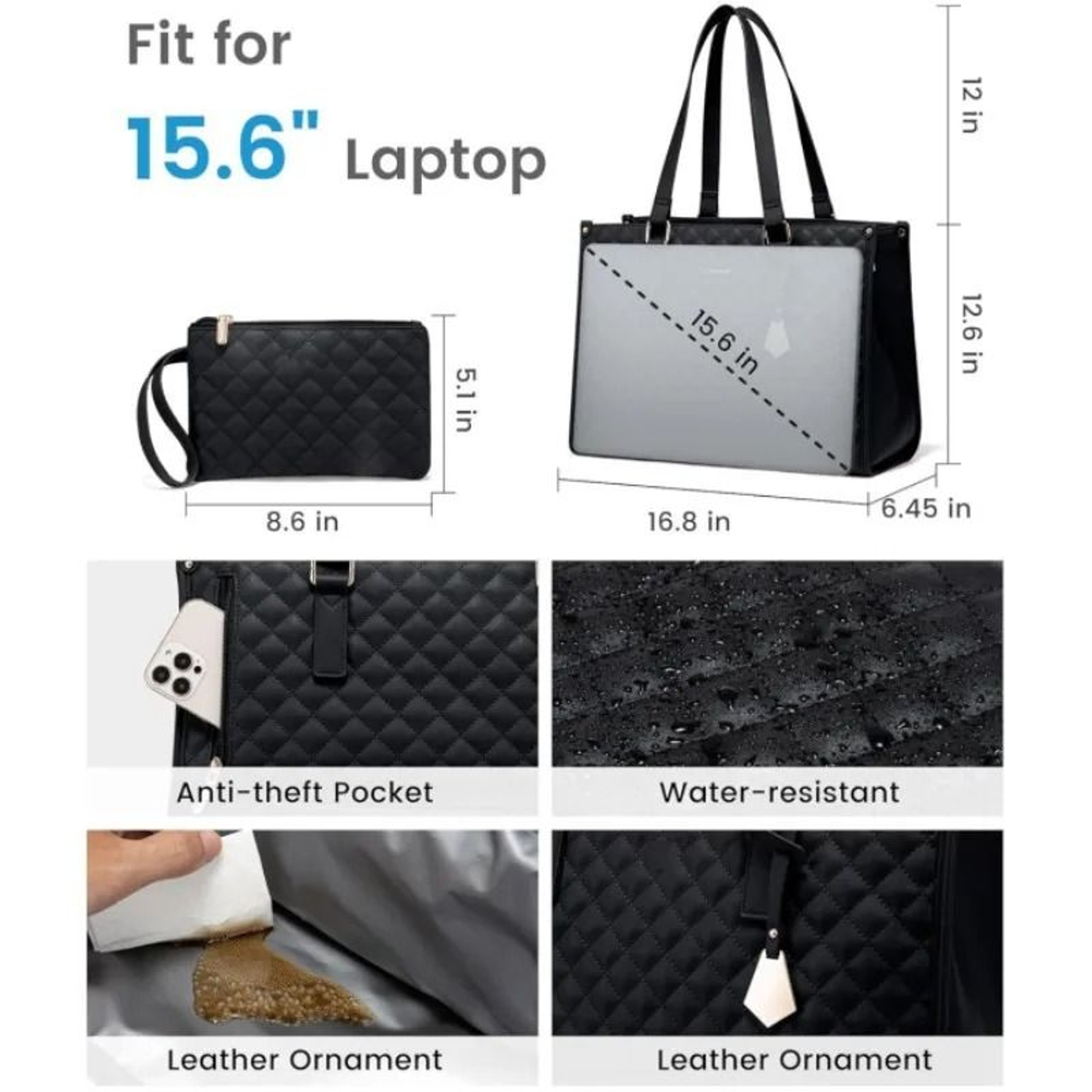 Womens 2 In 1 Insulated Lunch Bag Suitable For 156 Inch Laptops Leak Proof Insulated Work Bag Water 5