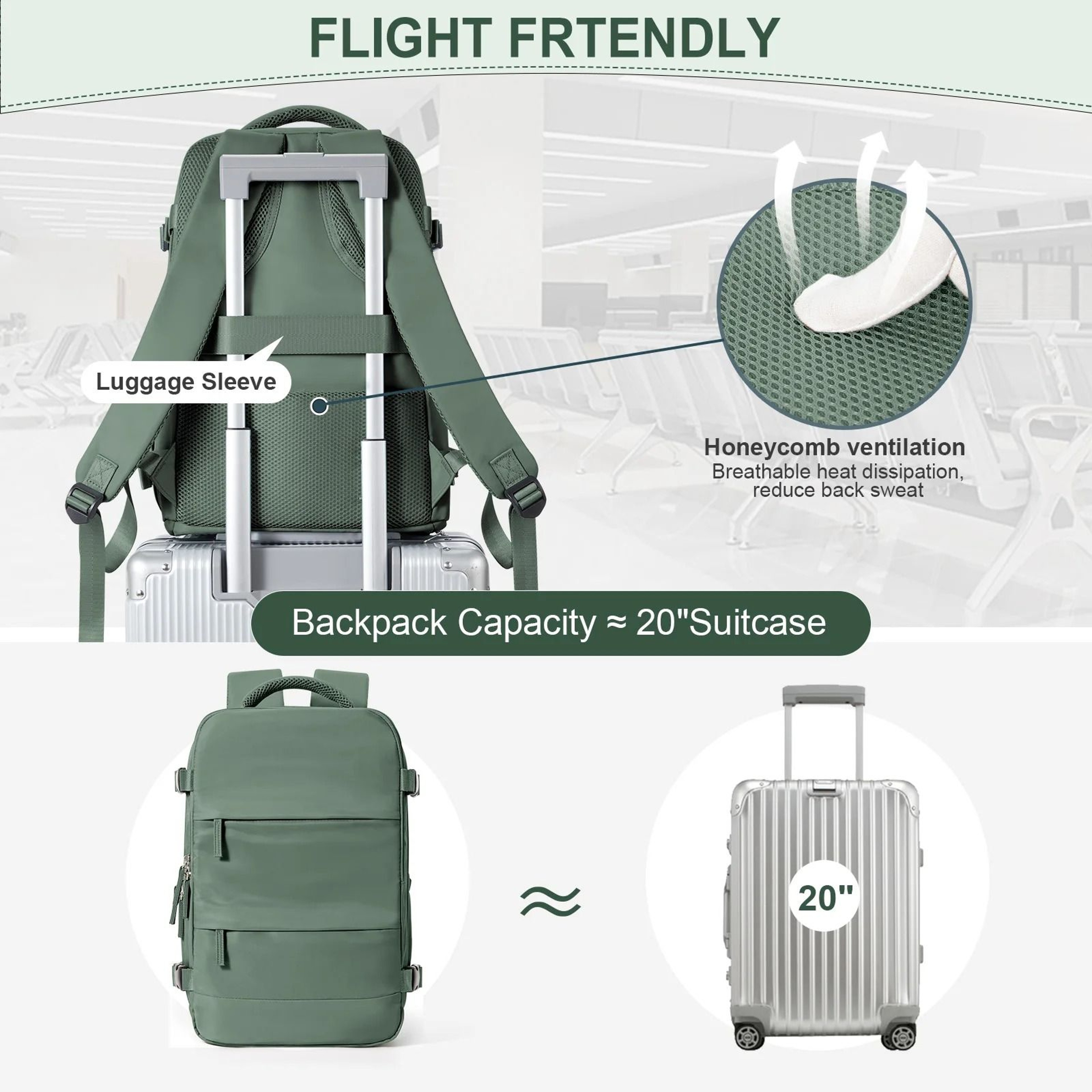 Cabin Size Travel Backpack For Men And Women Lightweight Carry On Hand Luggage Laptop Bag 4