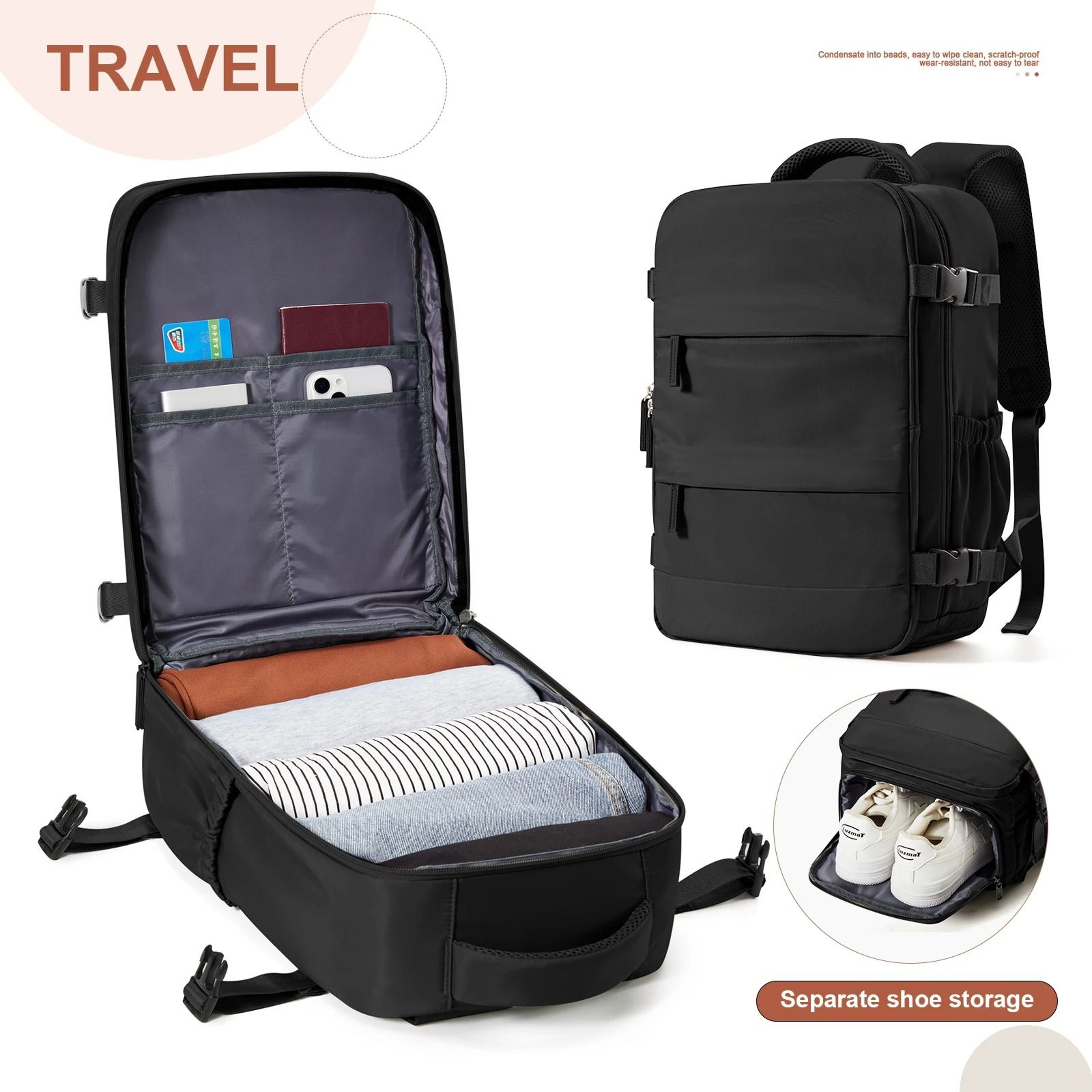 Cabin Size Travel Backpack For Men And Women Lightweight Carry On Hand Luggage Laptop Bag 8