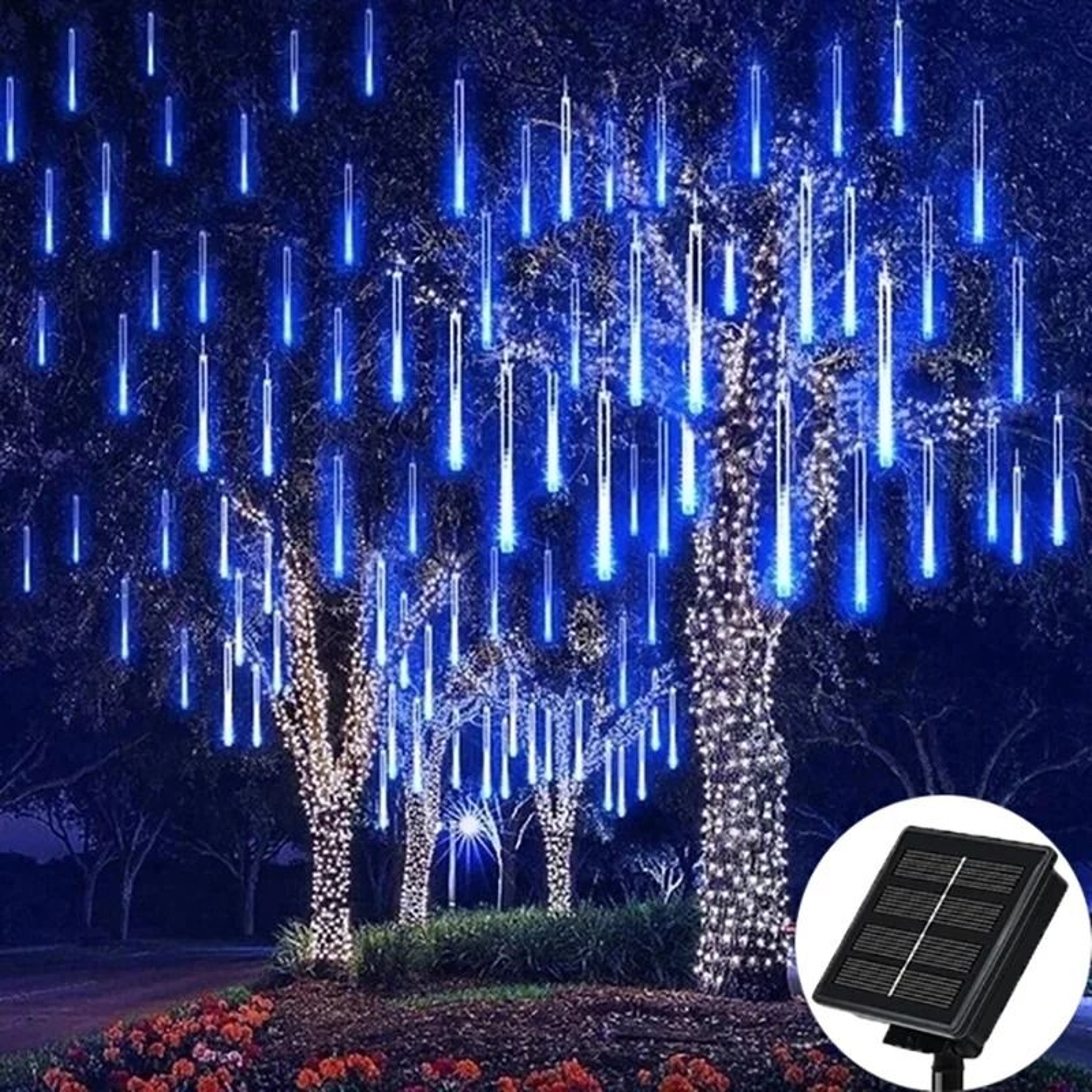 Solar Meteor Shower String Lights Waterproof Garden Decor For Christmas Weddings And Parties 9