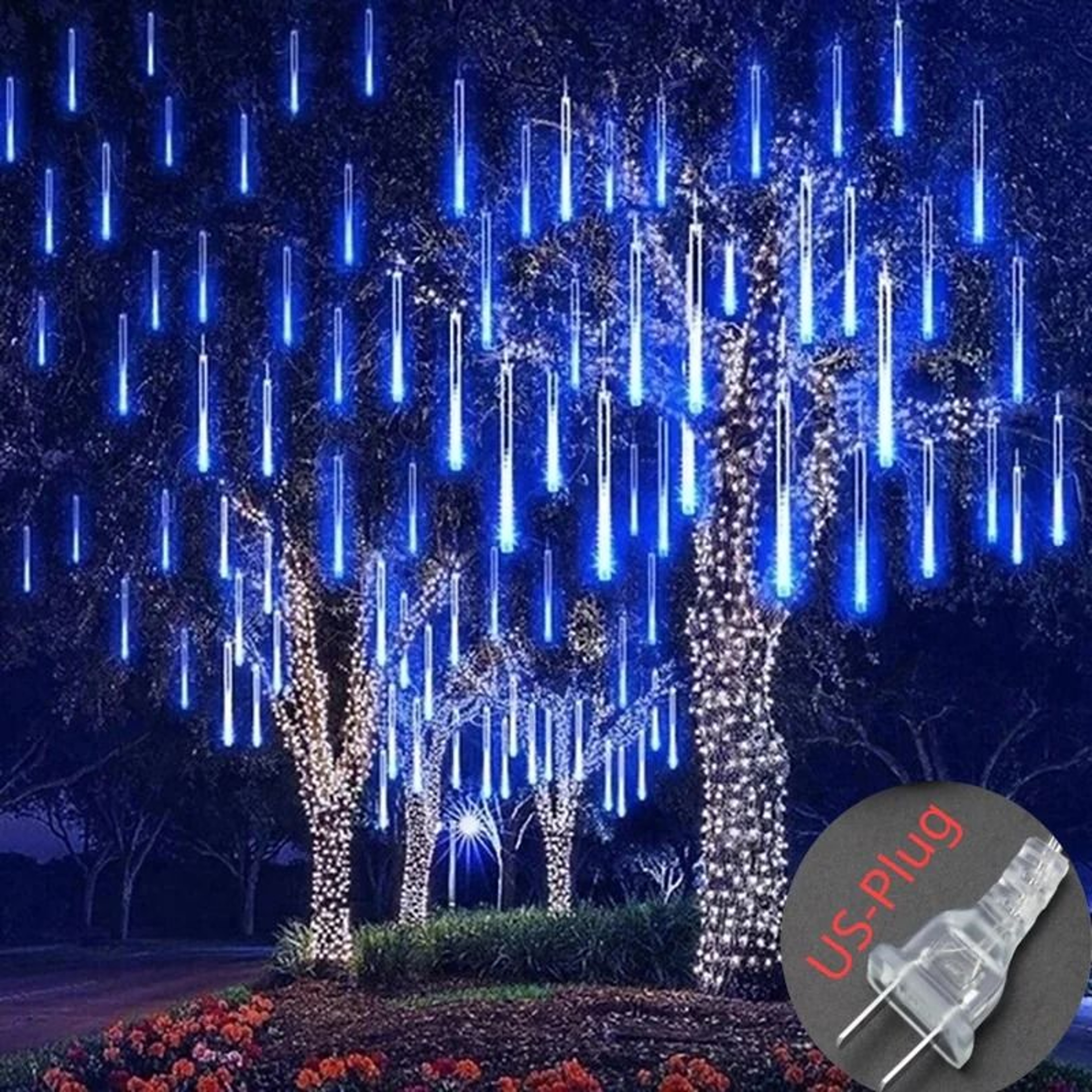 Solar Meteor Shower String Lights Waterproof Garden Decor For Christmas Weddings And Parties 16