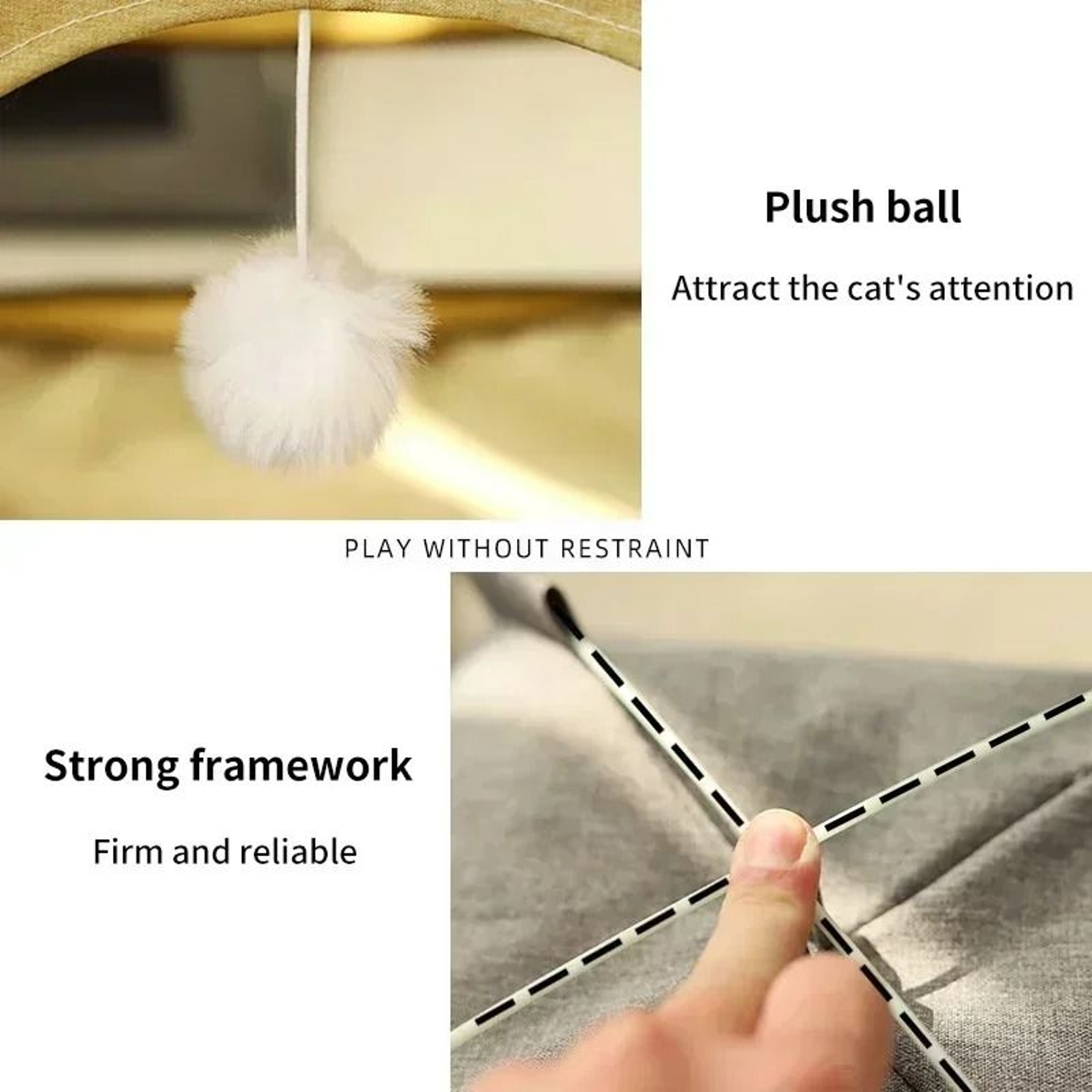 Pet Tent Bed Cat And Dog House SemiEnclosed Canvas Cave With Removable Cushion For Small To Large P 3