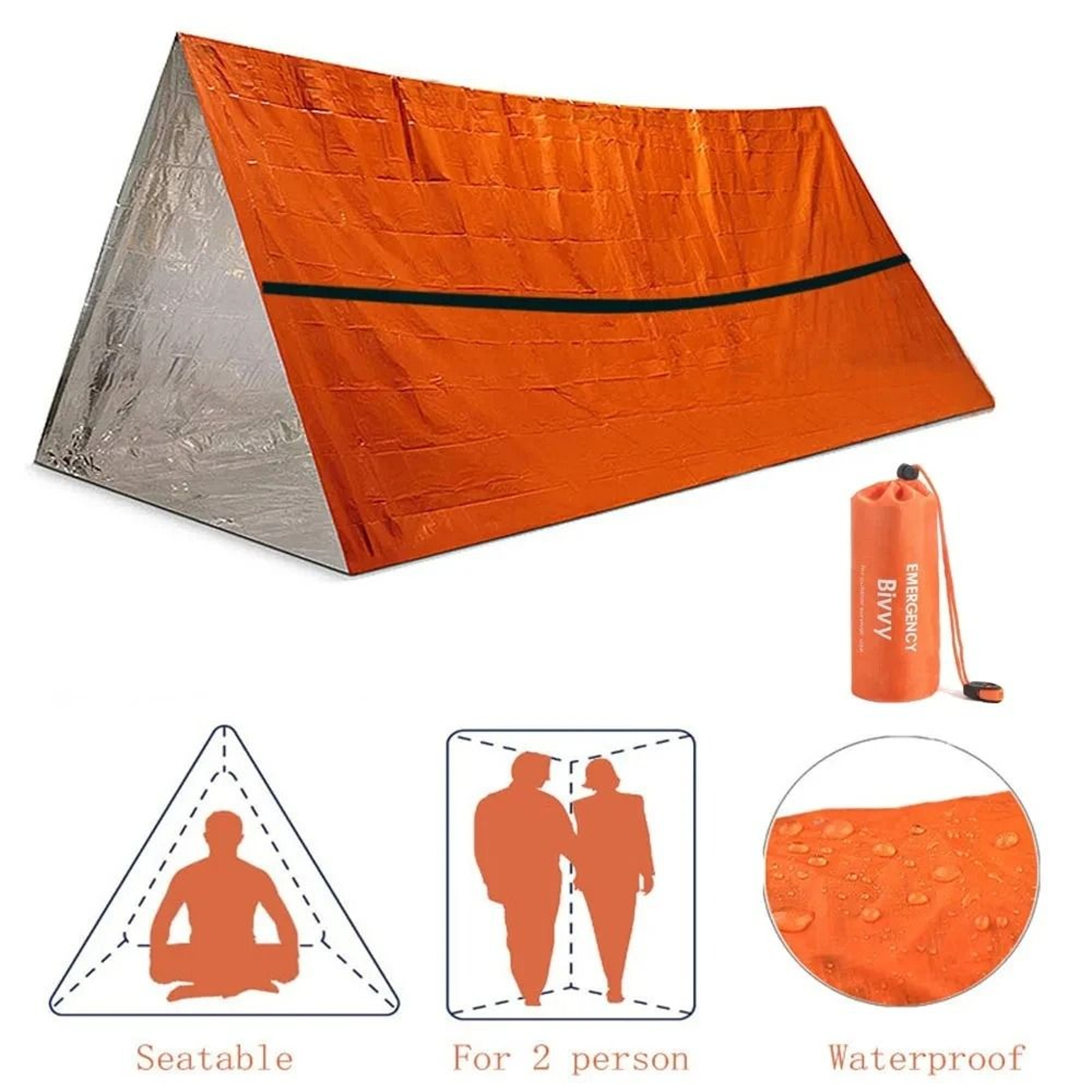 2Person Emergency Survival Tent  Waterproof Mylar Tube Shelter With Thermal Blanket For Outdoor Cam 0