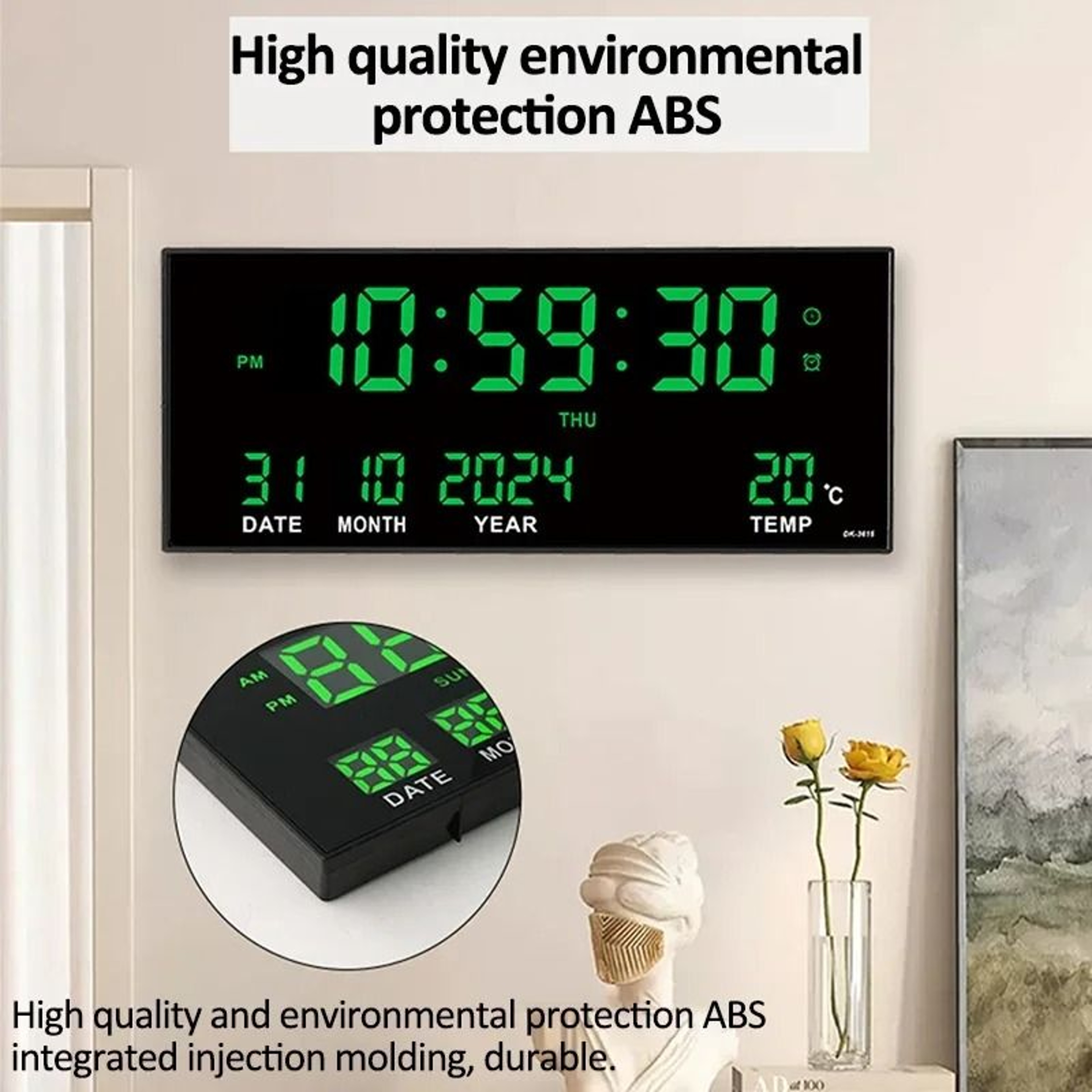Digital Large Wall Clock Alarm Temperature Date Calendar Display 8 Sets Of Alarm Clocks 14 Electron 2