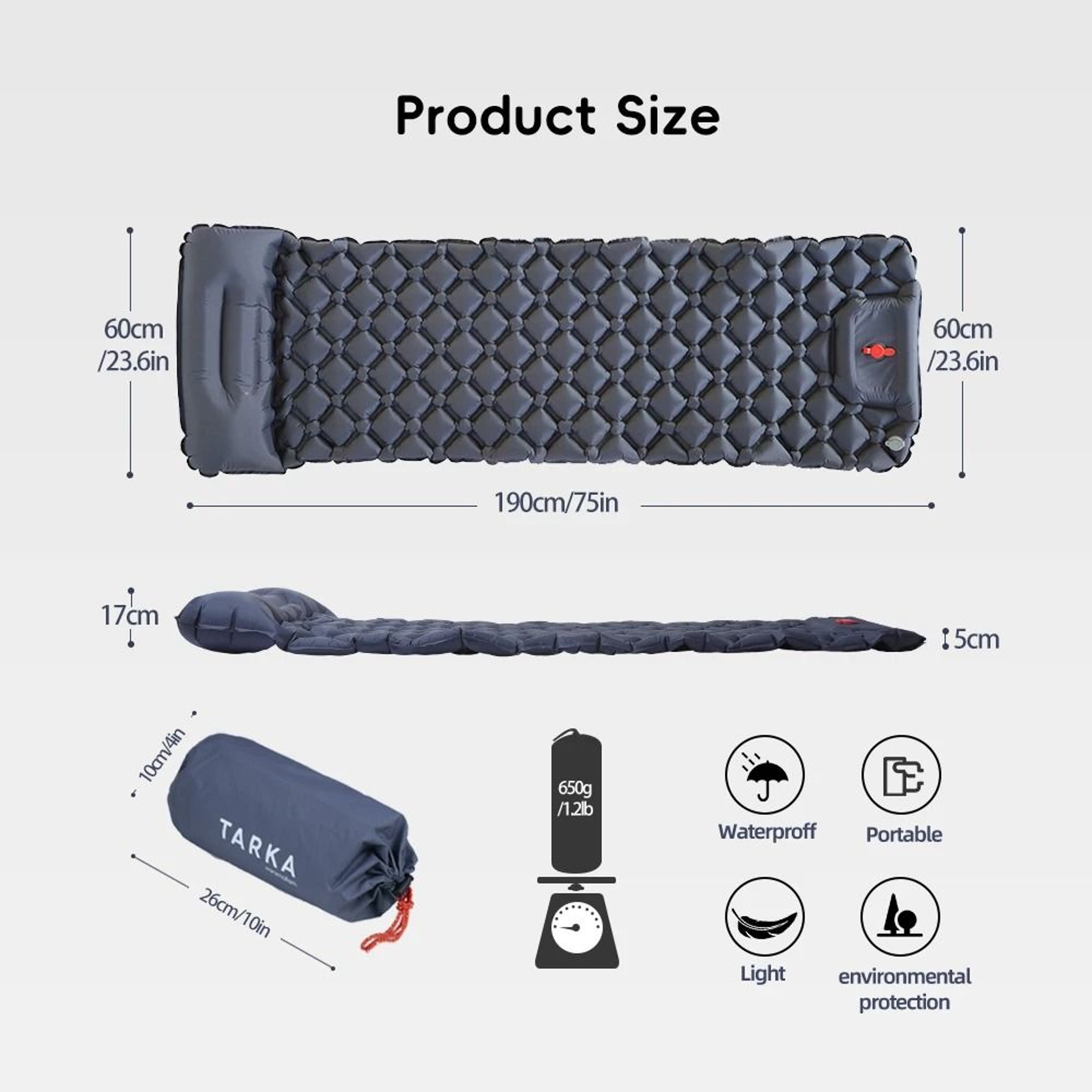 Inflatable Camping Mattress With BuiltIn Pillow  Lightweight SelfInflating Sleeping Pad For Outdoor 1