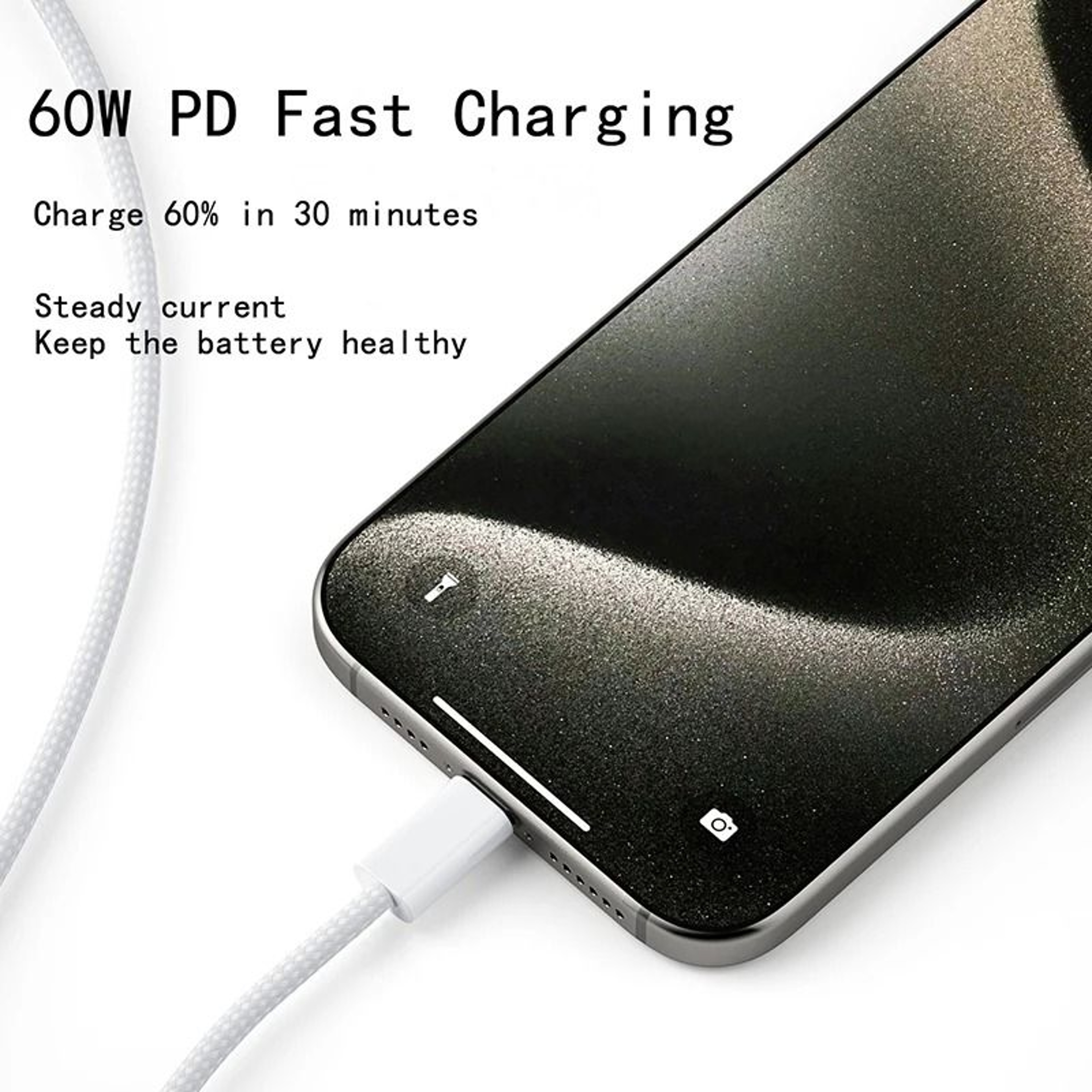 USB C To Type C Fast Charging Cable 60W PD Braided Charger For Phones And Tablets 5