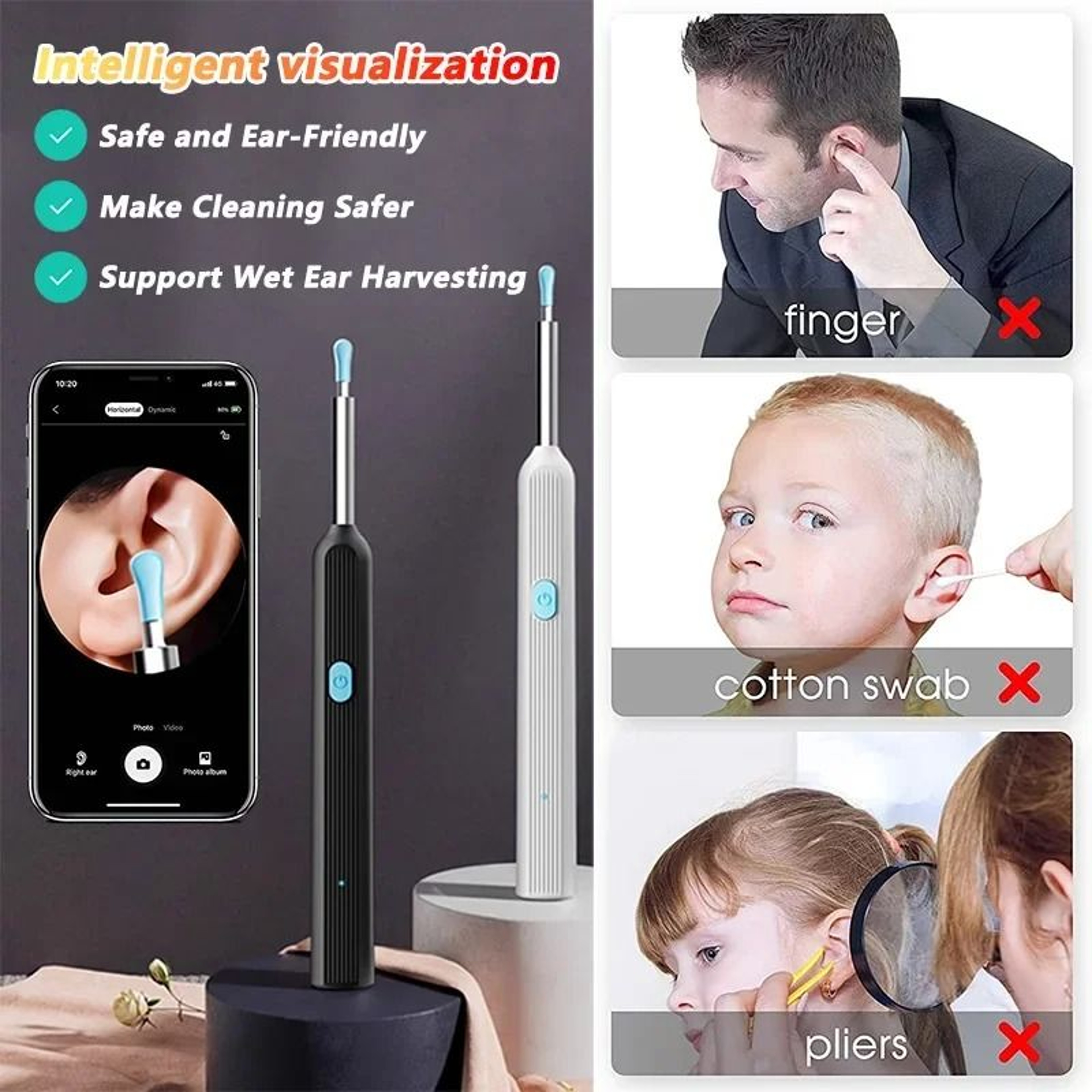 Visual Ear Wax Cleaner With HD Camera Safe Ear Cleaning Endoscope Tool With LED Light 3