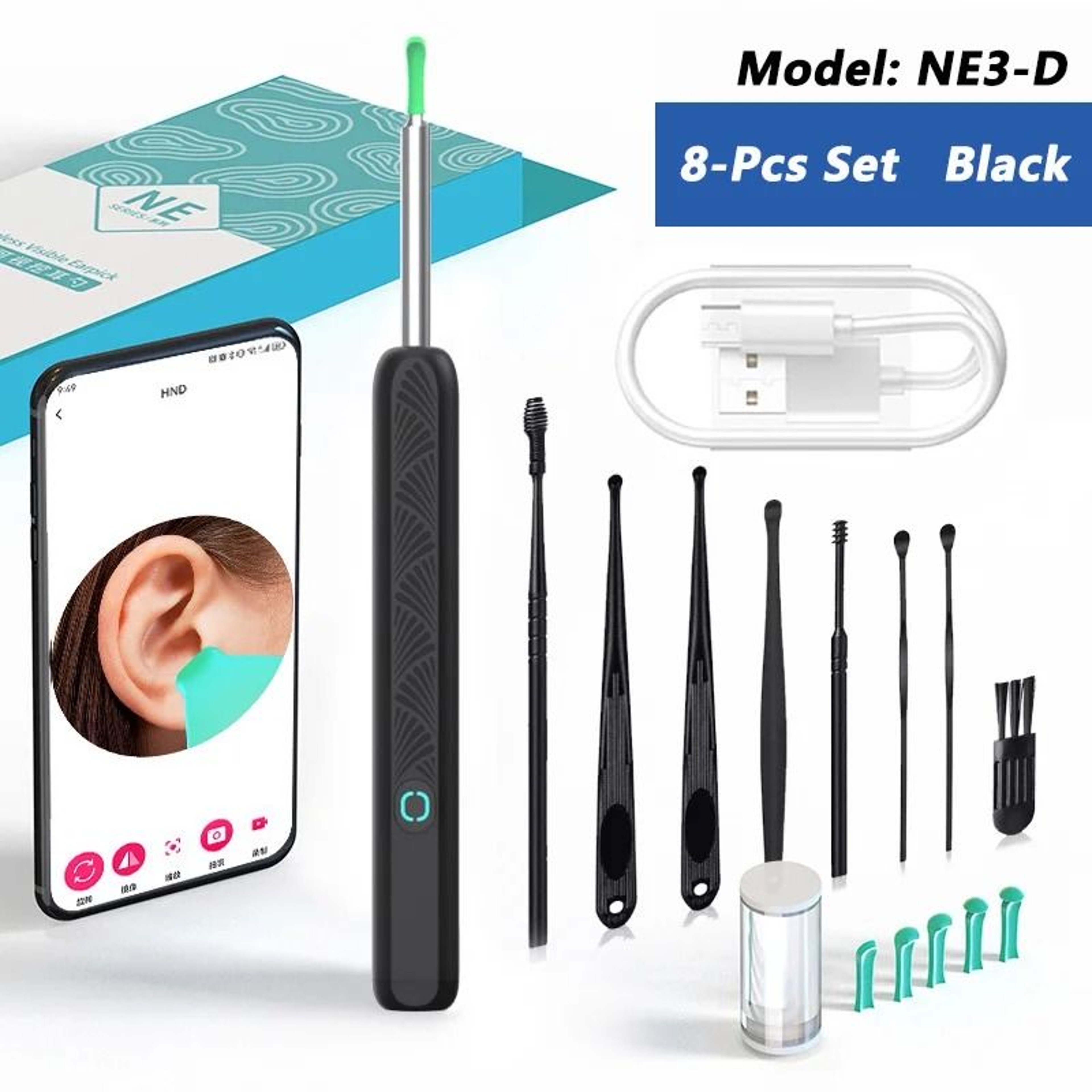 Visual Ear Wax Cleaner With HD Camera Safe Ear Cleaning Endoscope Tool With LED Light 13