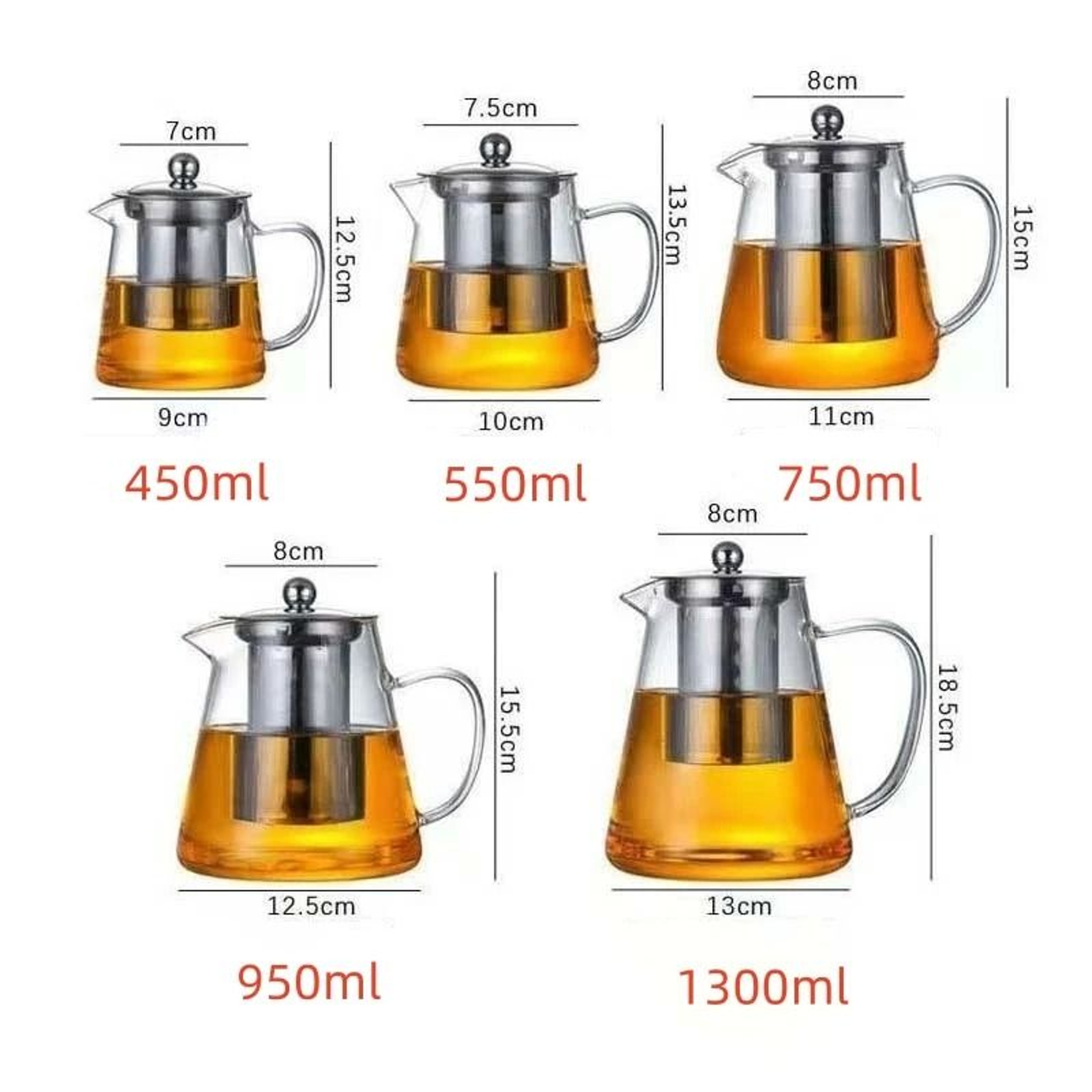 Glass Teapot With Stainless Steel Infuser  HeatResistant Borosilicate Tea Kettle For Loose Leaf And 6