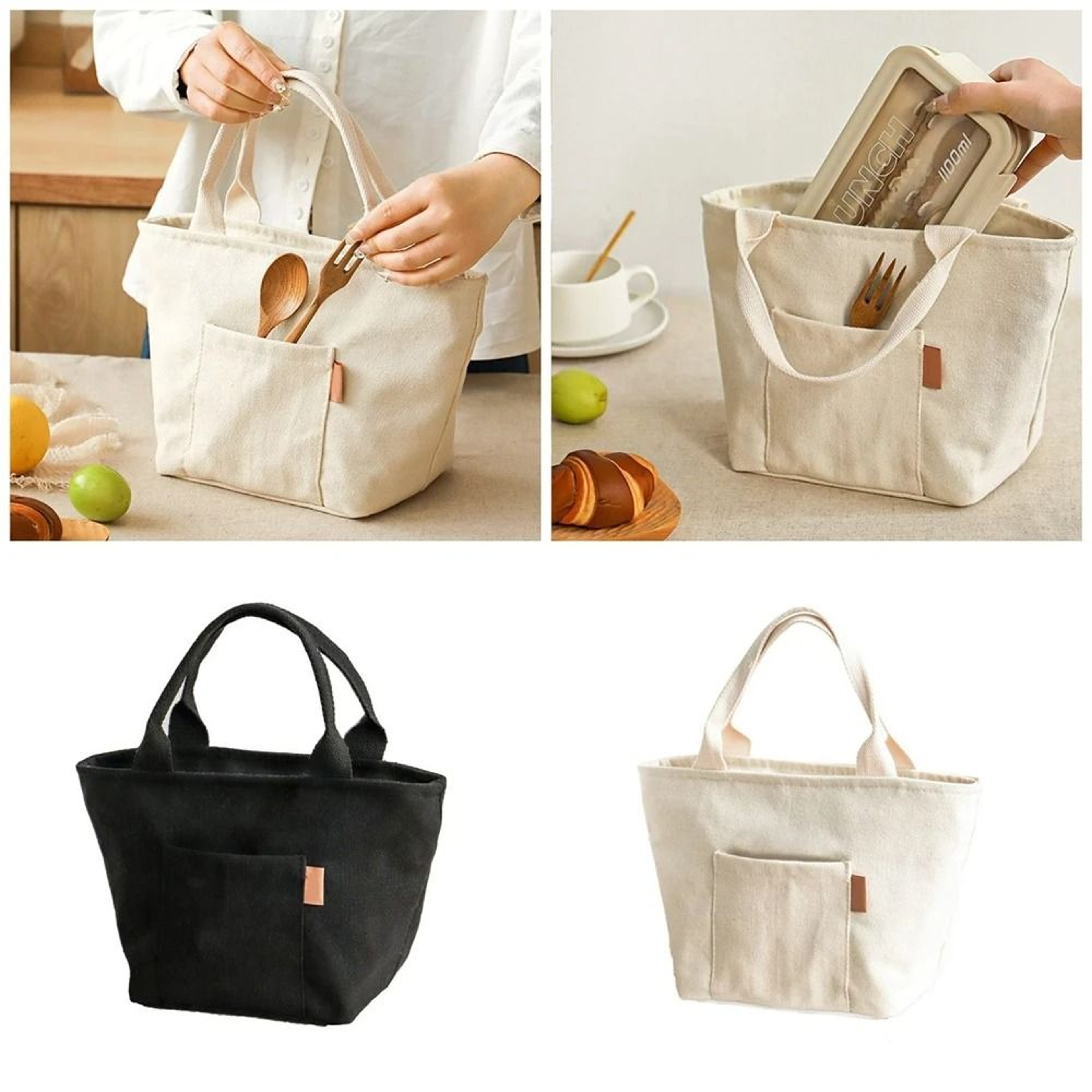 Insulated Canvas Lunch Bag  LargeCapacity Reusable Cooler Tote For School Office Or Picnic 1