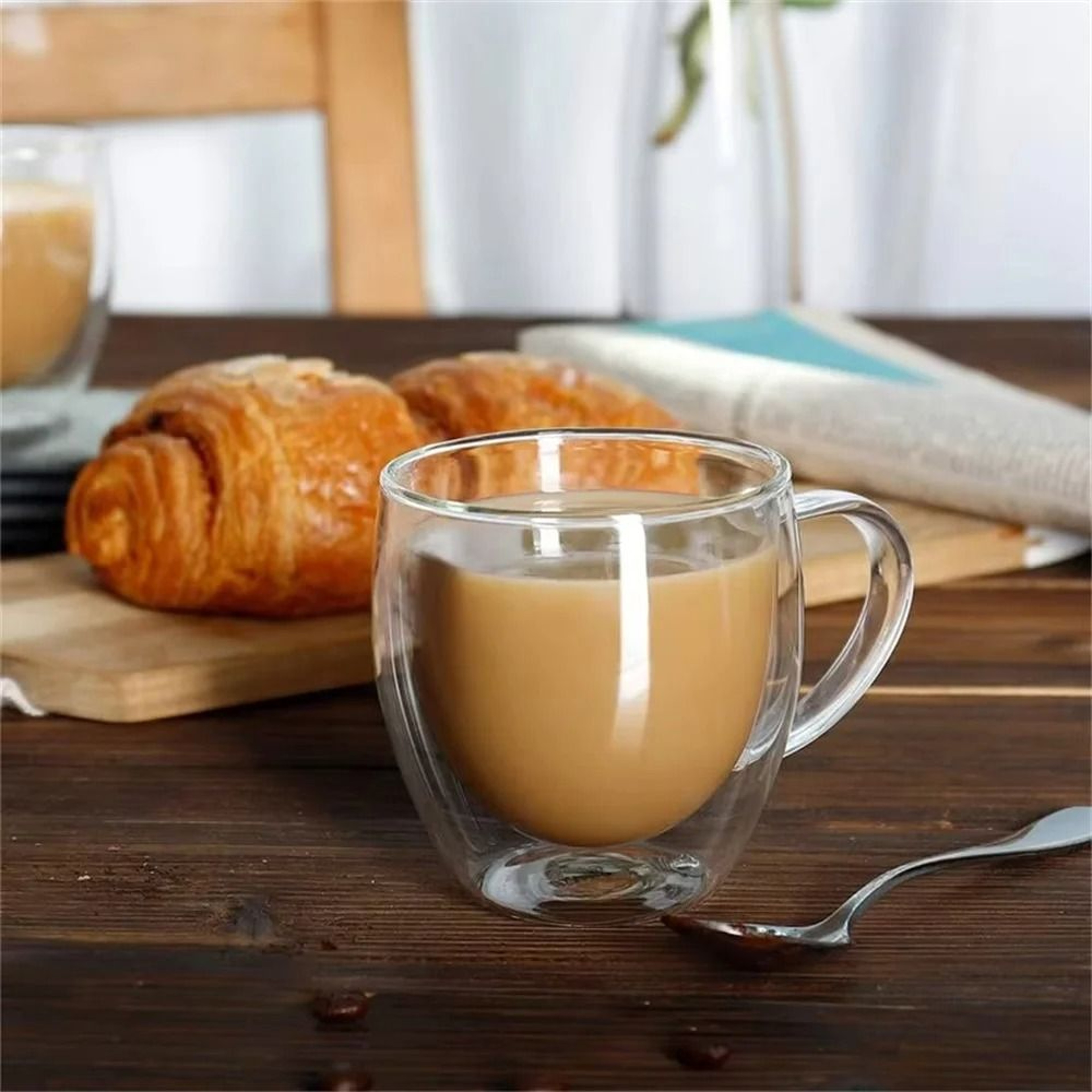 DoubleWalled Glass Coffee Mug  250ml Insulated Clear Cup With Handle For Hot And Cold Drinks 0