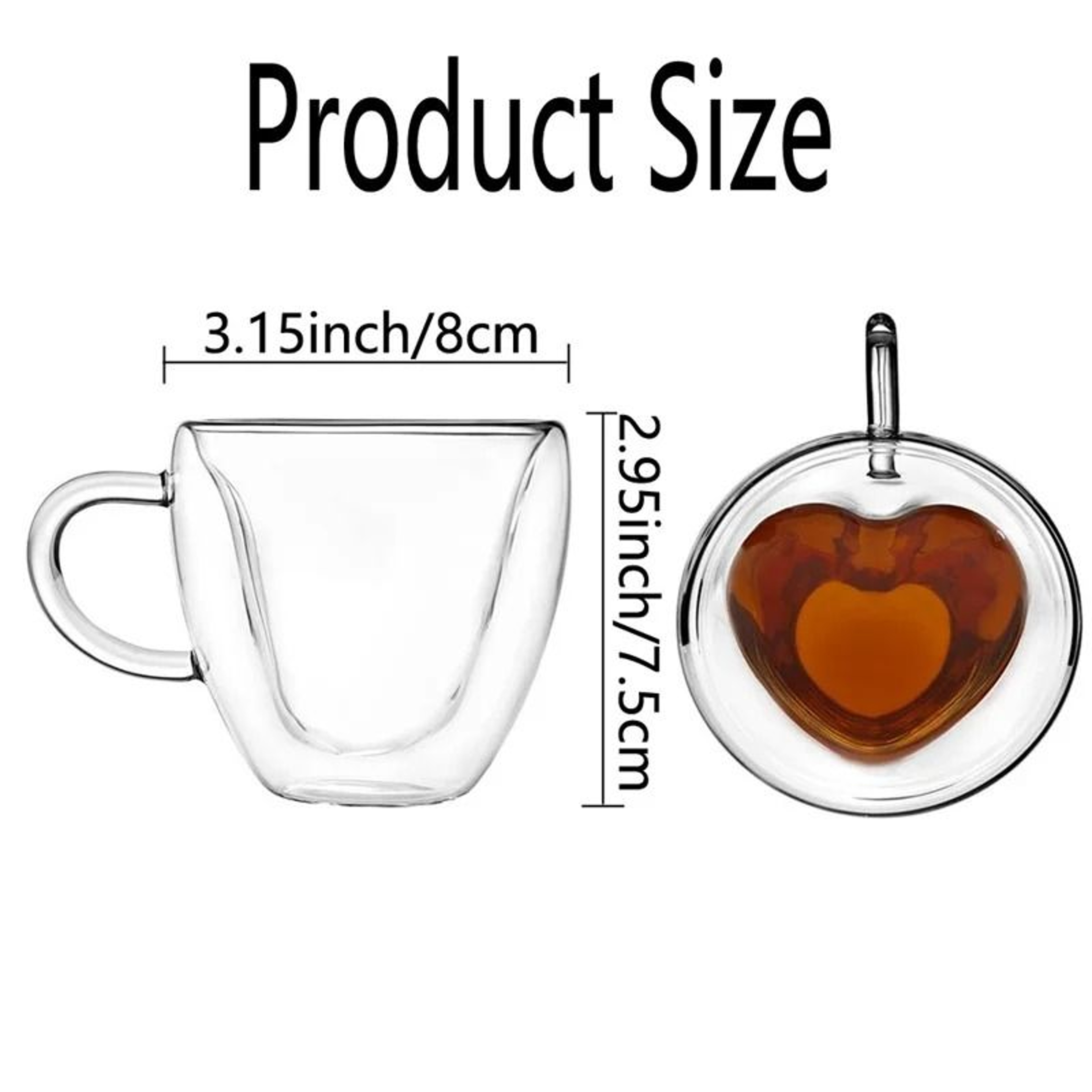 DoubleLayer Heart Glass Cup  Romantic Insulated Tea And Coffee Mug With Handle 6