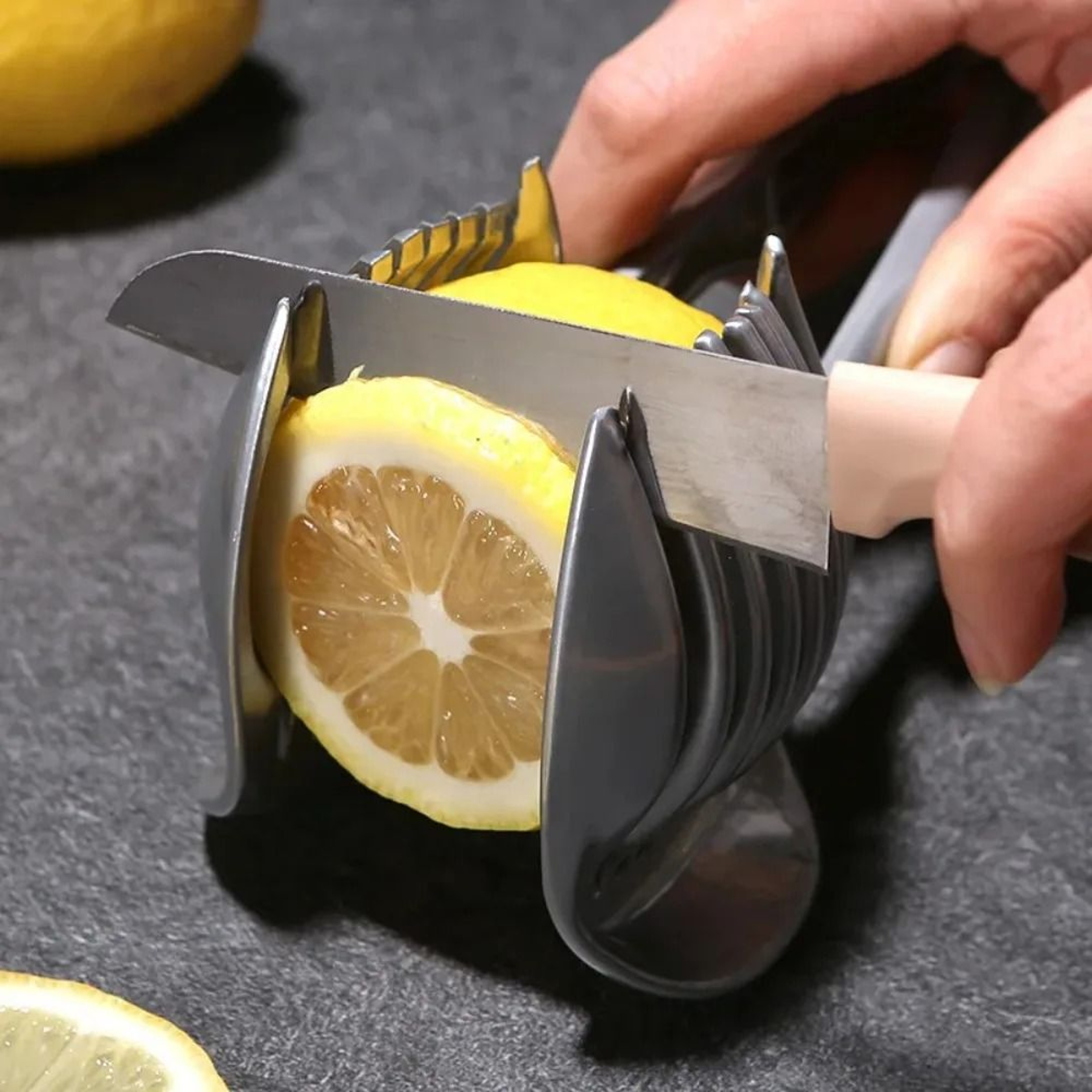 Stainless Steel Fruit And Vegetable Slicer Clip  Handheld Cutter For Lemons Tomatoes And Onions 1