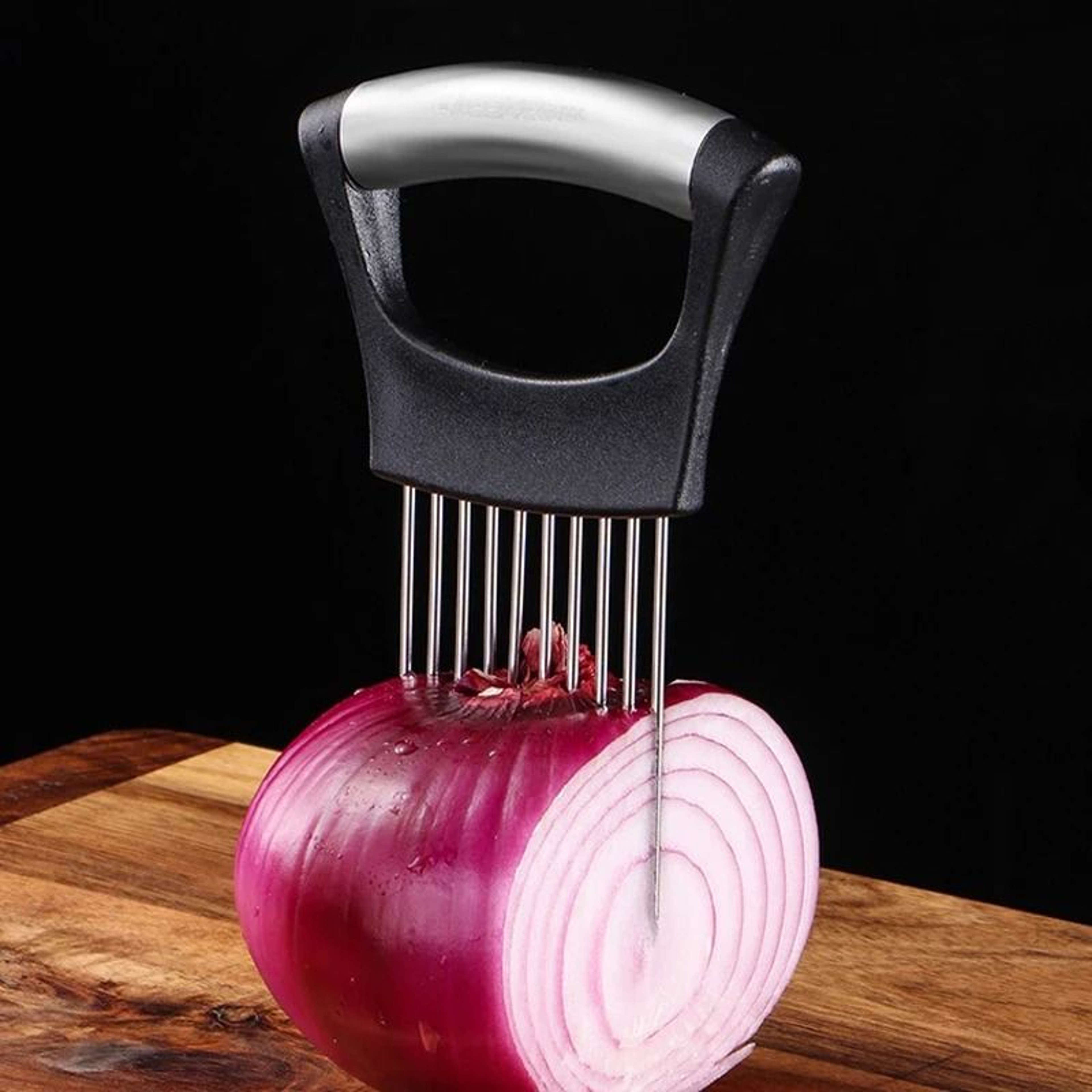 Stainless Steel Onion Slicer Holder  Vegetable Cutting Fork And Food Slicing Guide For Safe Even Ki 1