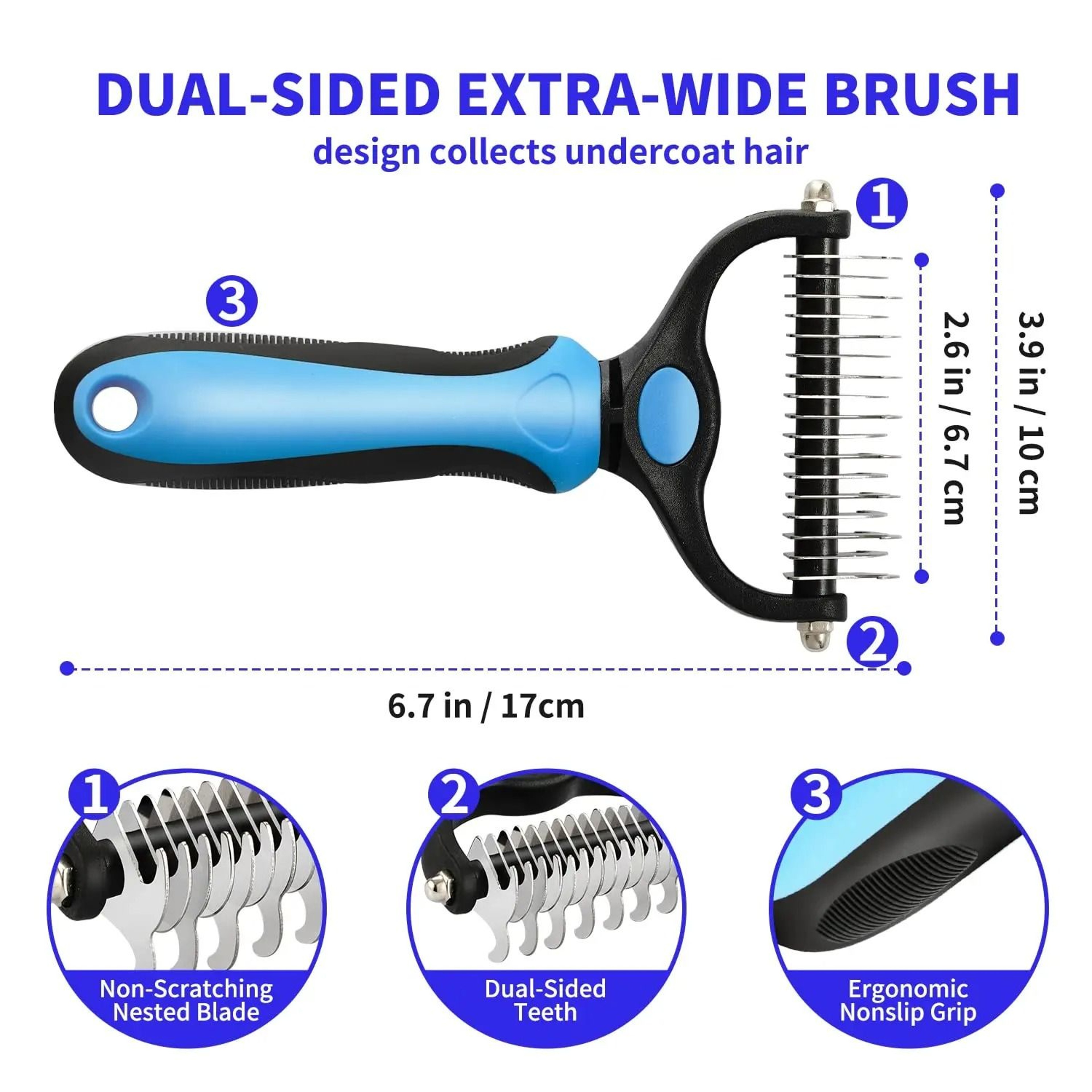 Professional Pet Deshedding Brush For Dogs And Cats 4