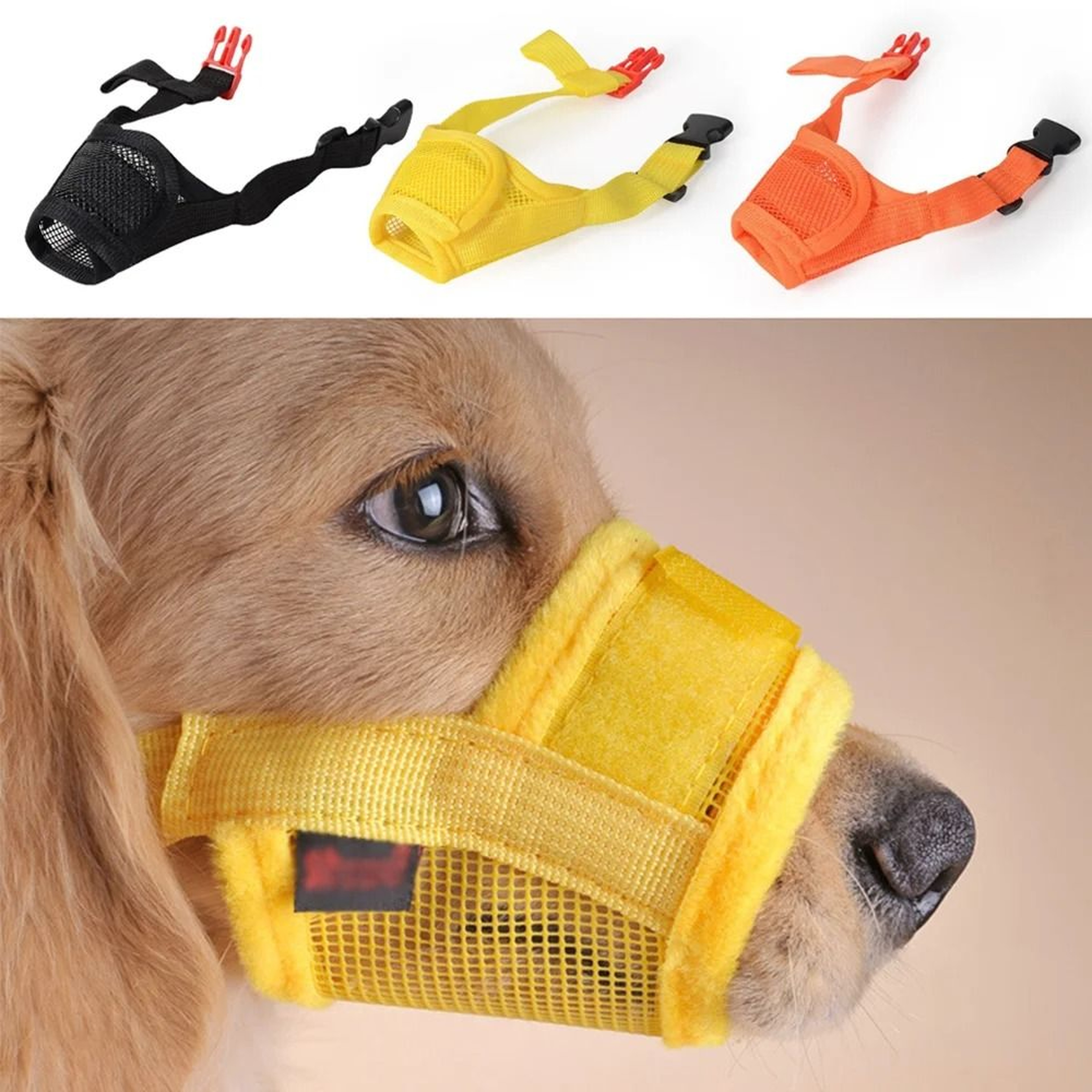 Adjustable Mesh Dog Muzzle  Breathable AntiBarking And AntiBiting Pet Mouth Cover 0