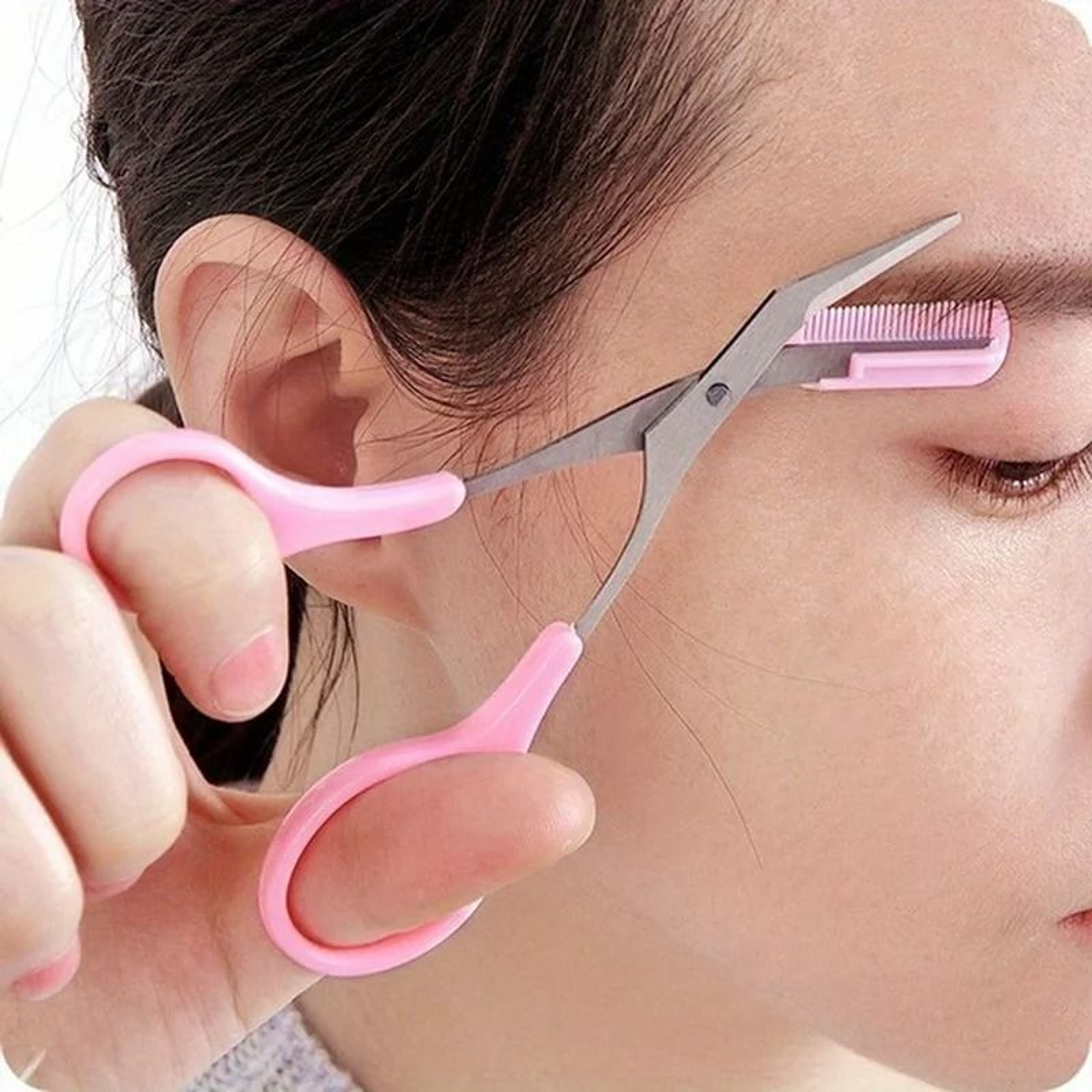 Stainless Steel Eyebrow Trimming Scissors With Comb For Precise Eyebrow Shaping 0