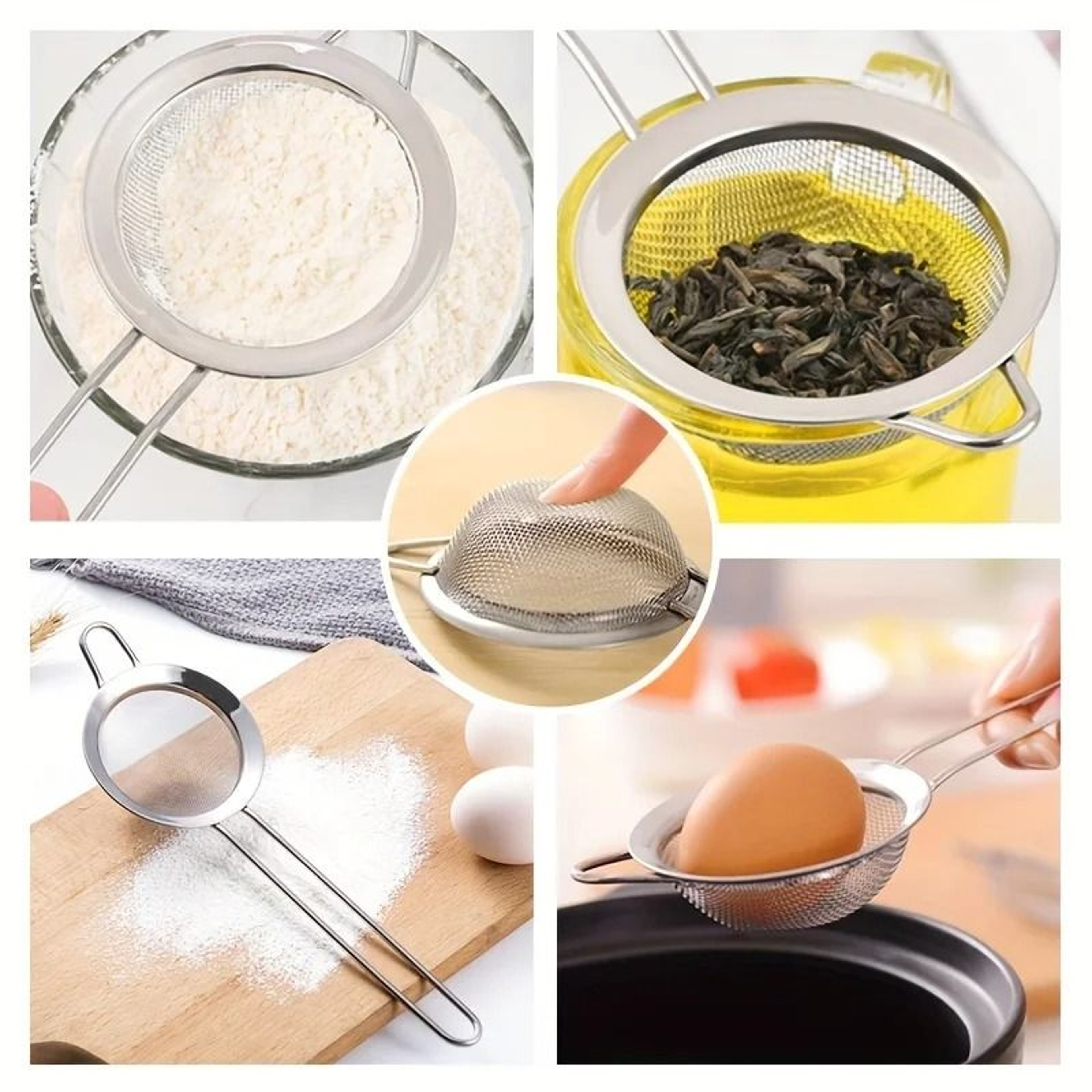 3 Pcs Stainless Steel Fine Mesh Strainer Set 4