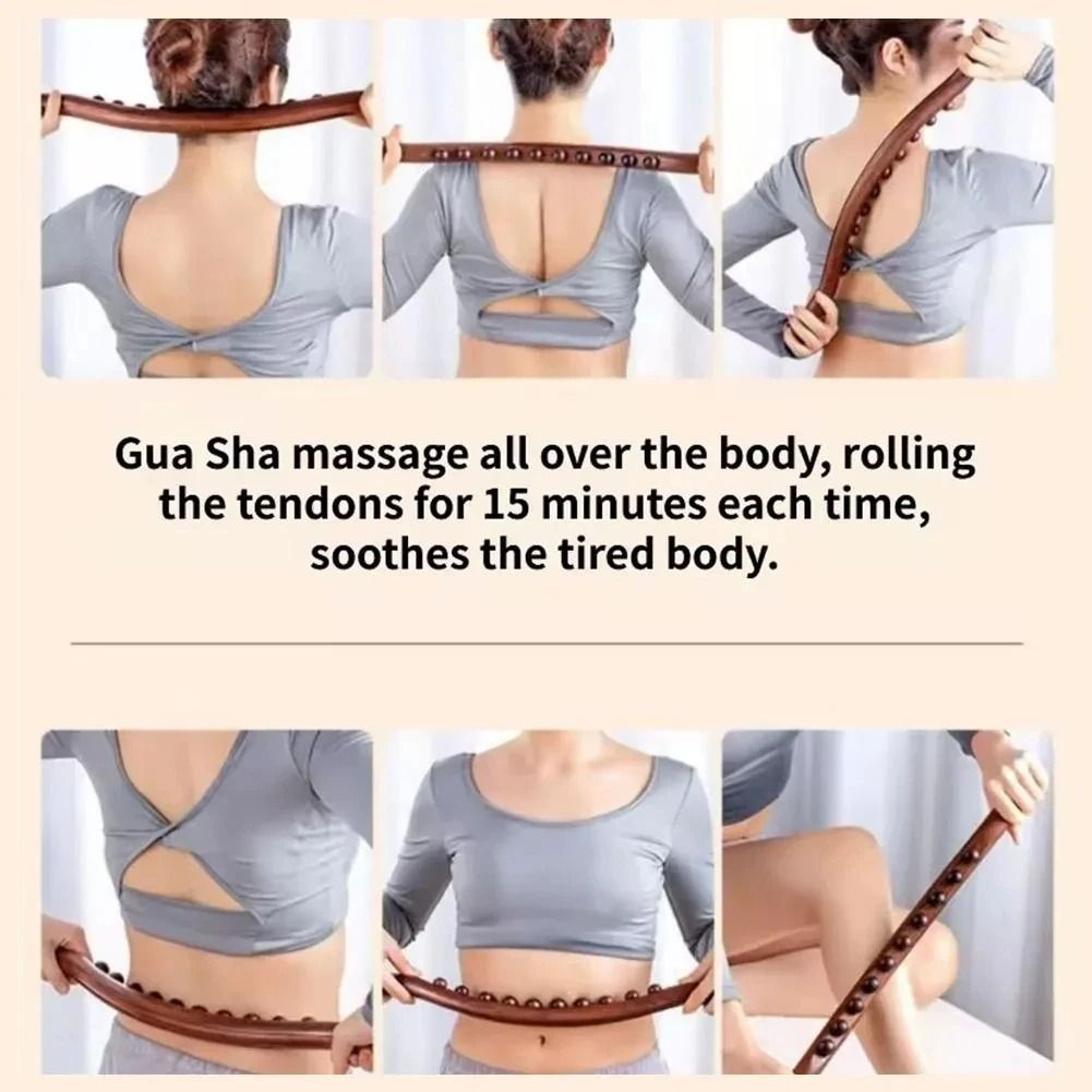 Wooden Gua Sha Massage Stick Body Slimming Tool 4