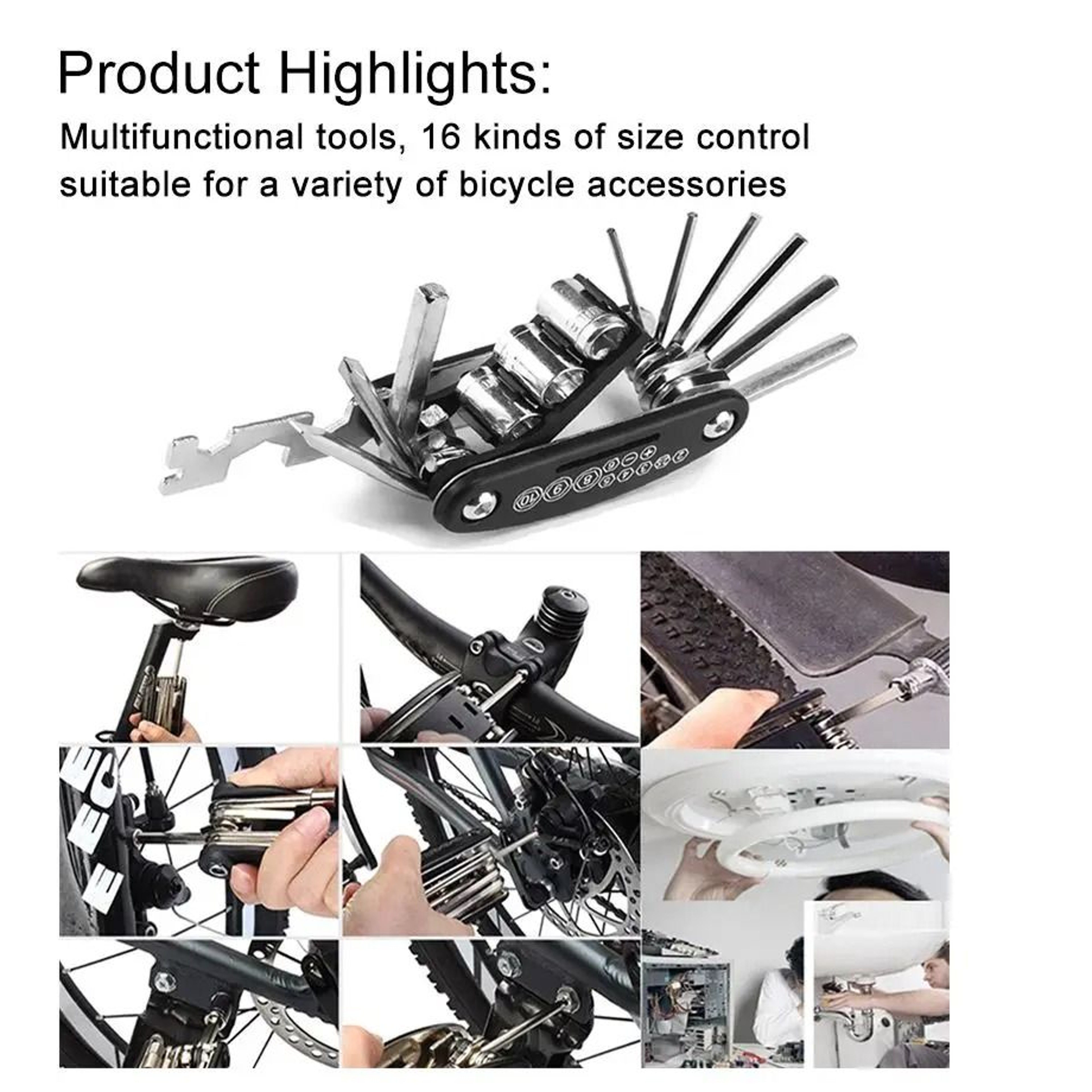 16in1 Portable Bicycle MultiTool Kit For Mountain And Road Bike Repair 1