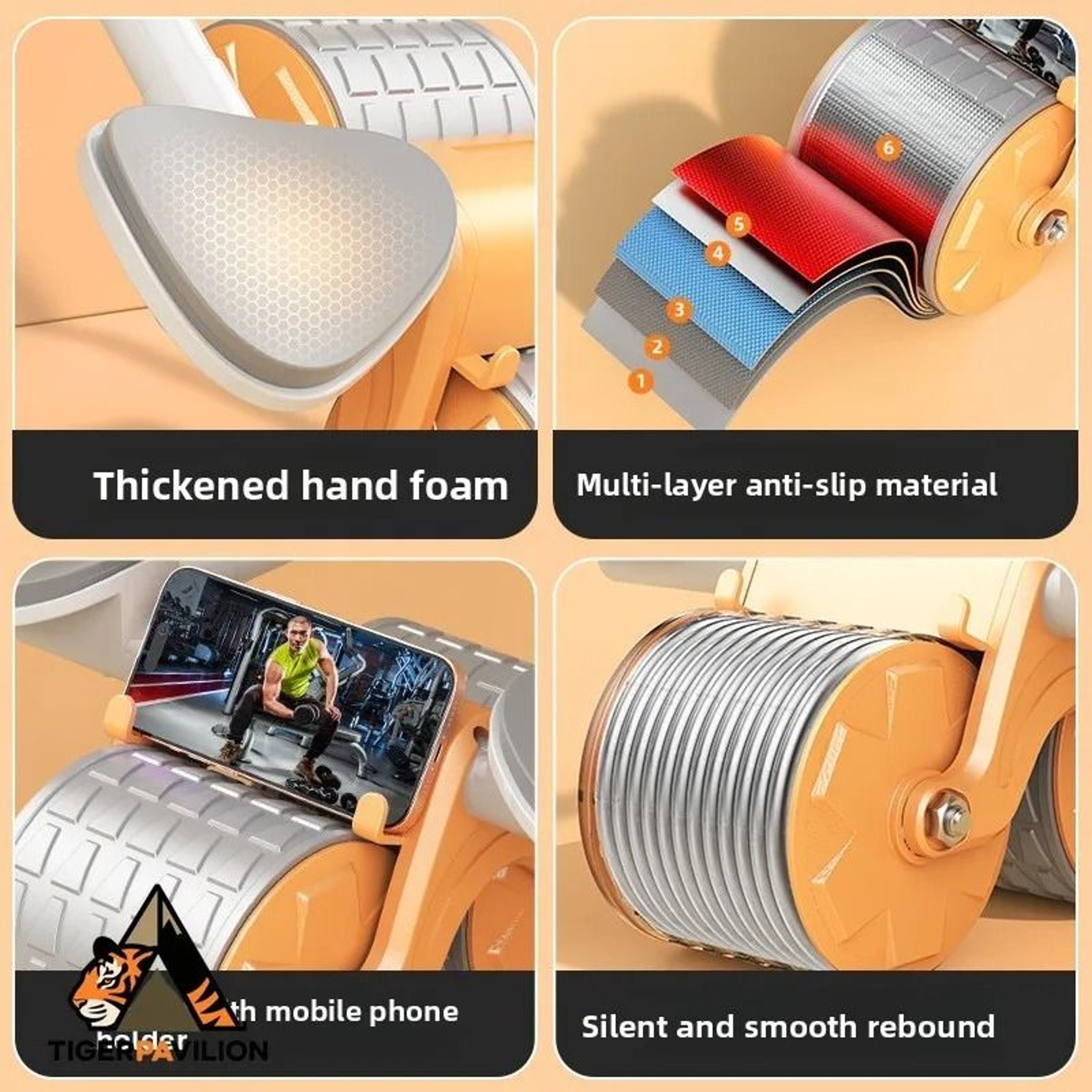Digital Automatic Rebound Abdominal Roller With Timer Elbow Support And Knee Pads 5