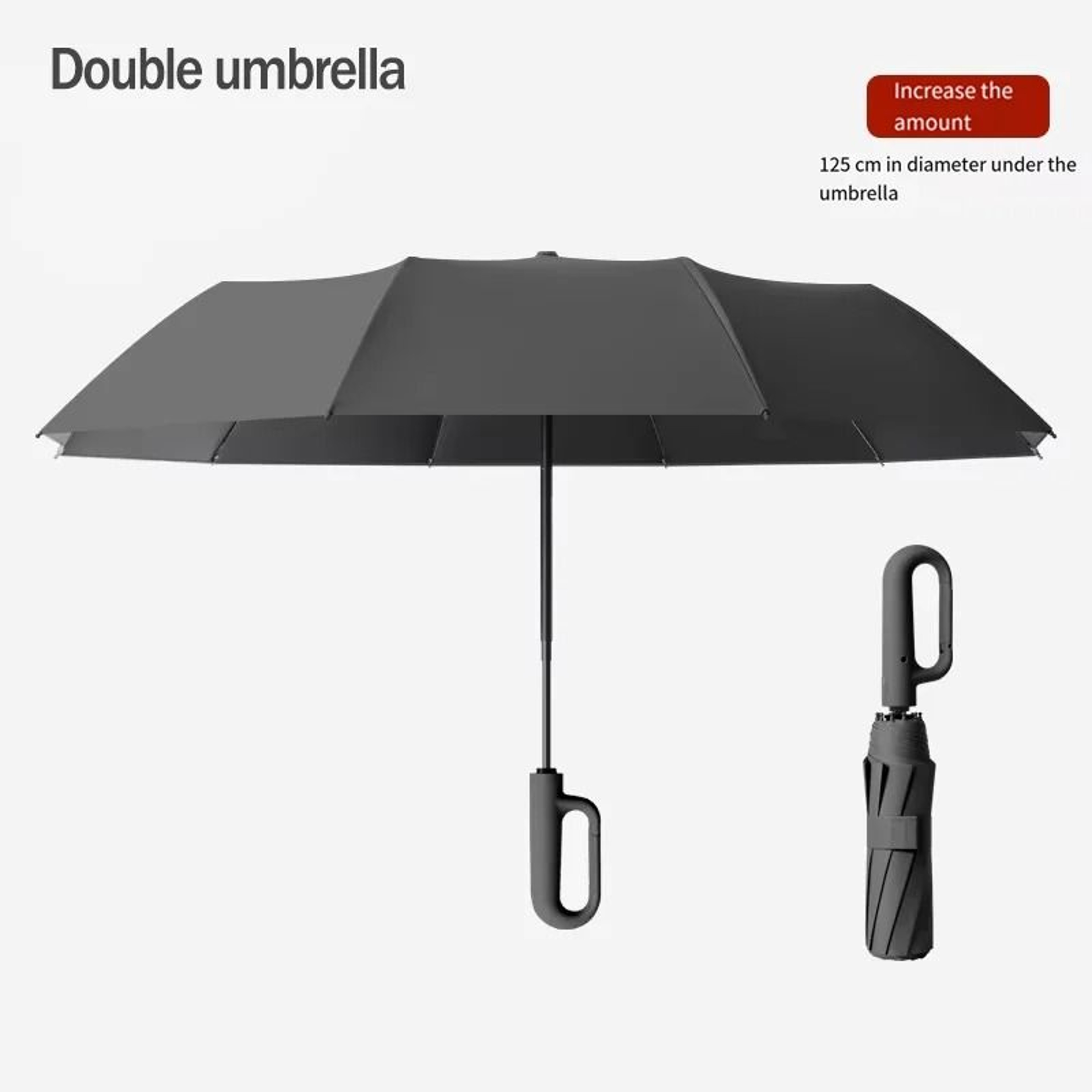 Automatic Large Windproof Double Umbrella With UV Protection And Hook Handle 8