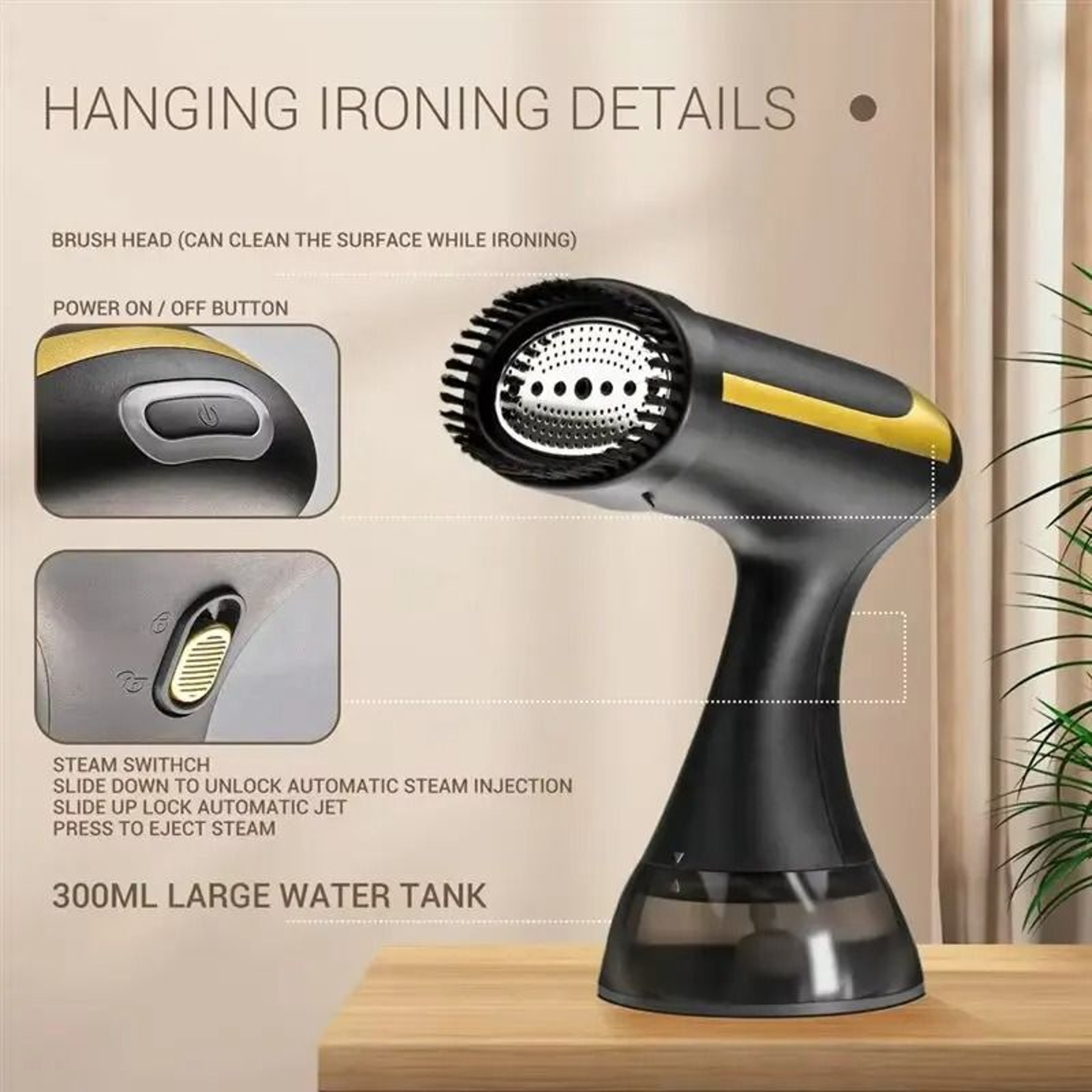Handheld Garment Steamer 1500W Portable Steam Iron For Clothes With 350ml Tank 5