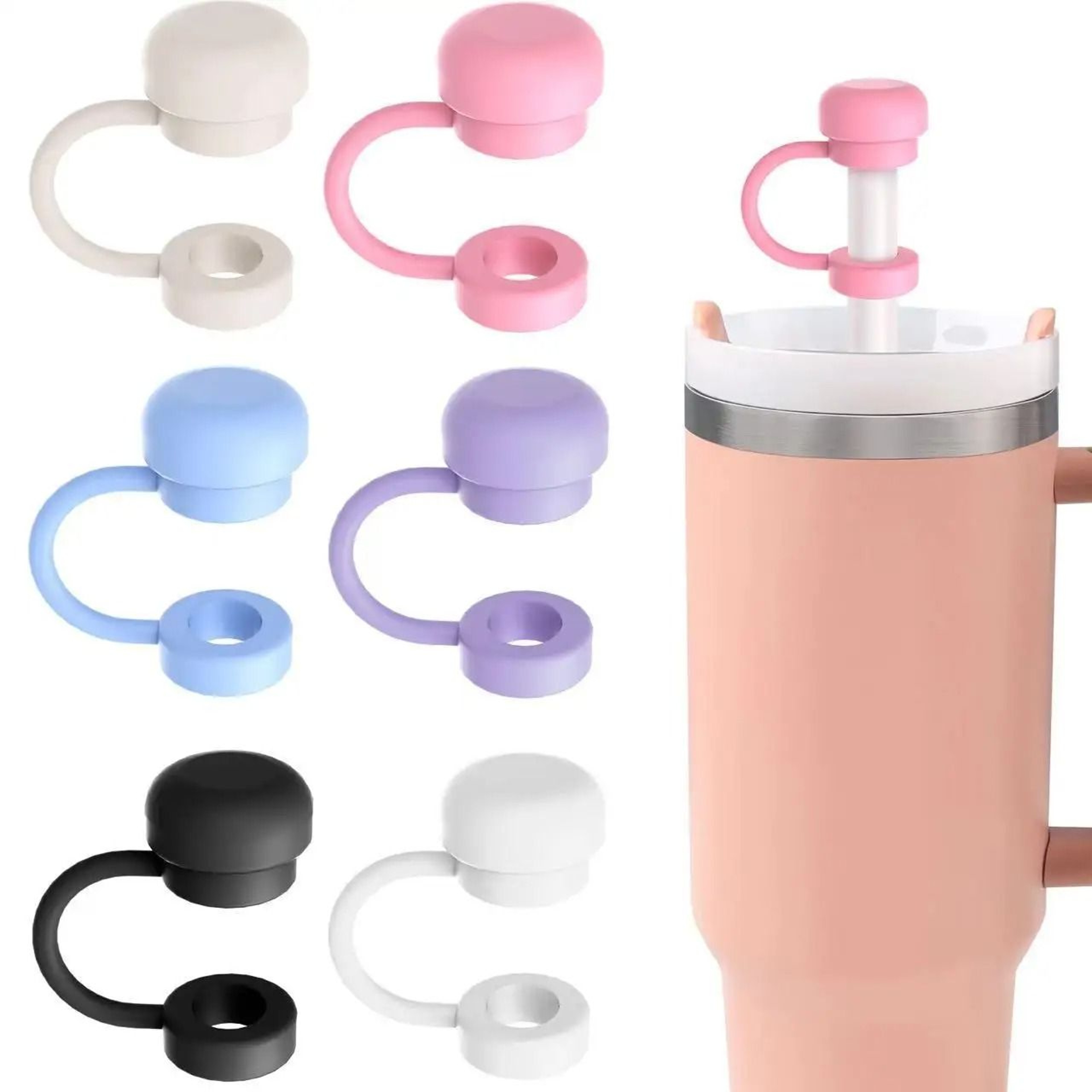 Great Cup Accessory Straw Cover Cap Cup Spill Stopper Silicone Tumblers Straw Topper Reusable Leak  3