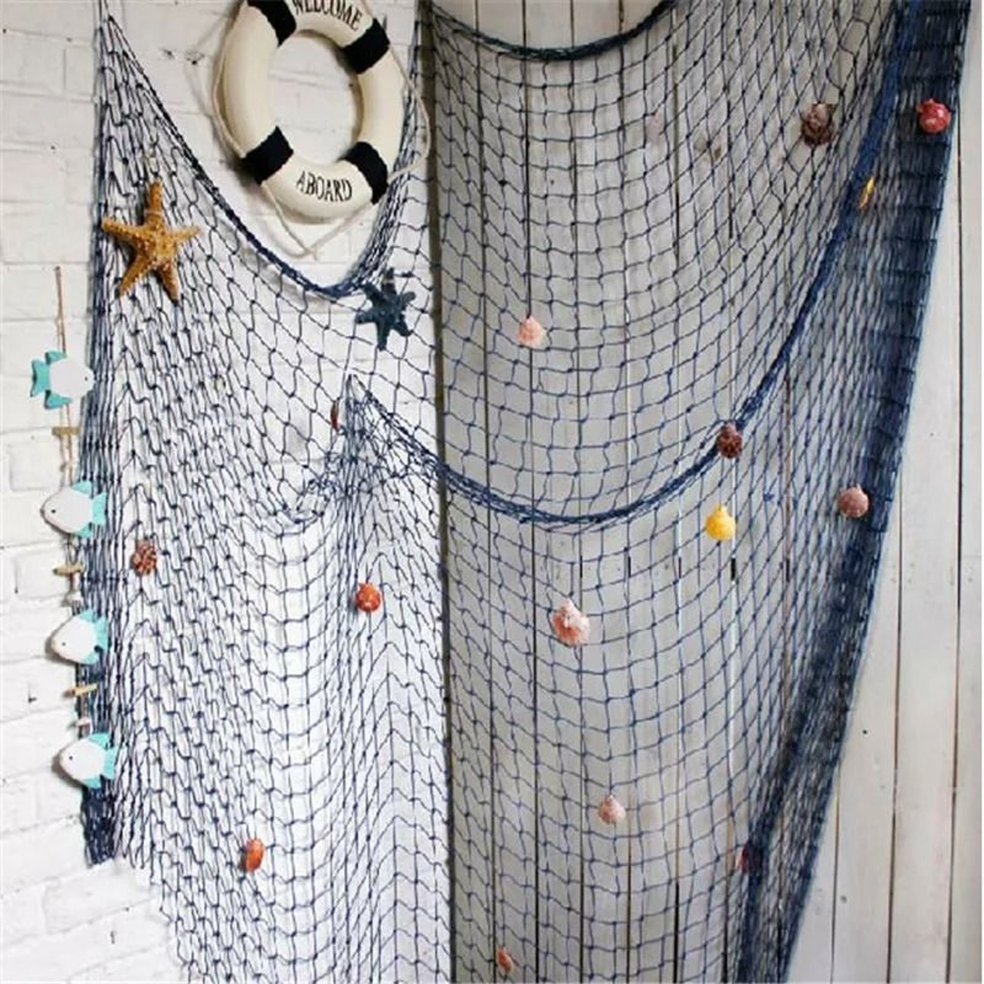 Mediterranean Fishing Net Wall Hanging Decorative Nautical Home Ornament 3