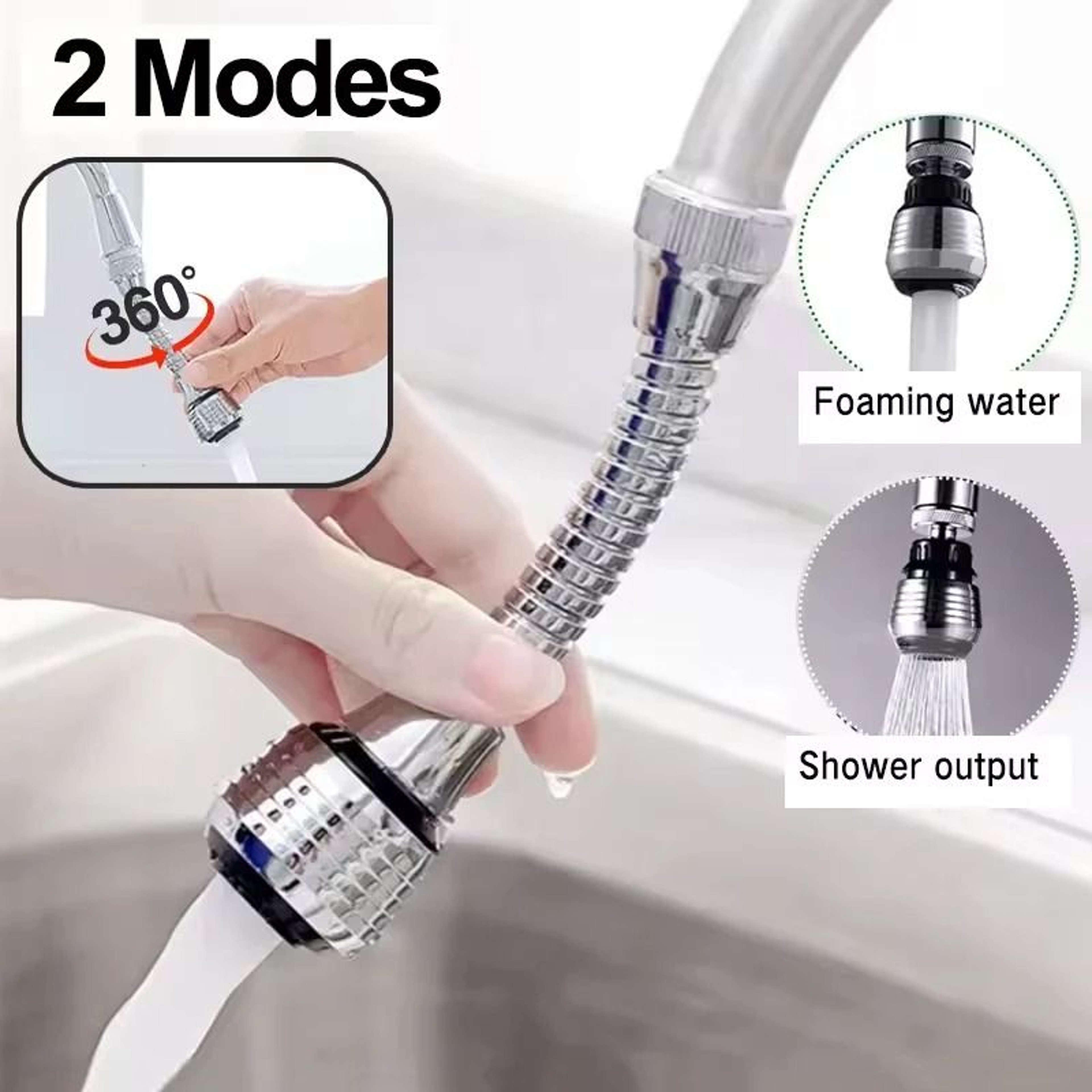 Kitchen Faucet Extender Adjustable Rotating Water Saving Sprinkler Head Attachment 0