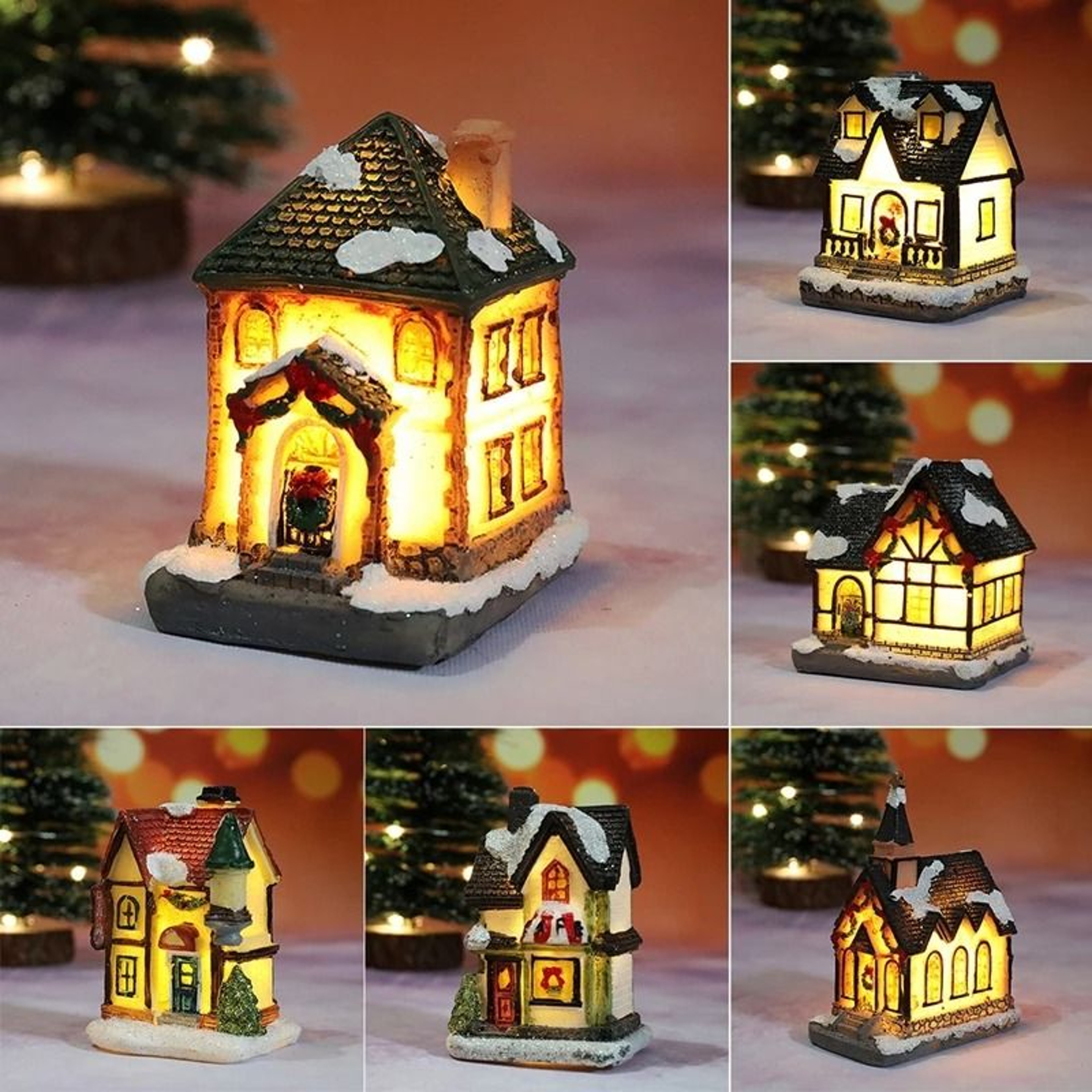 Christmas House Night Light Ornament  Battery Operated Holiday Home Decor 5