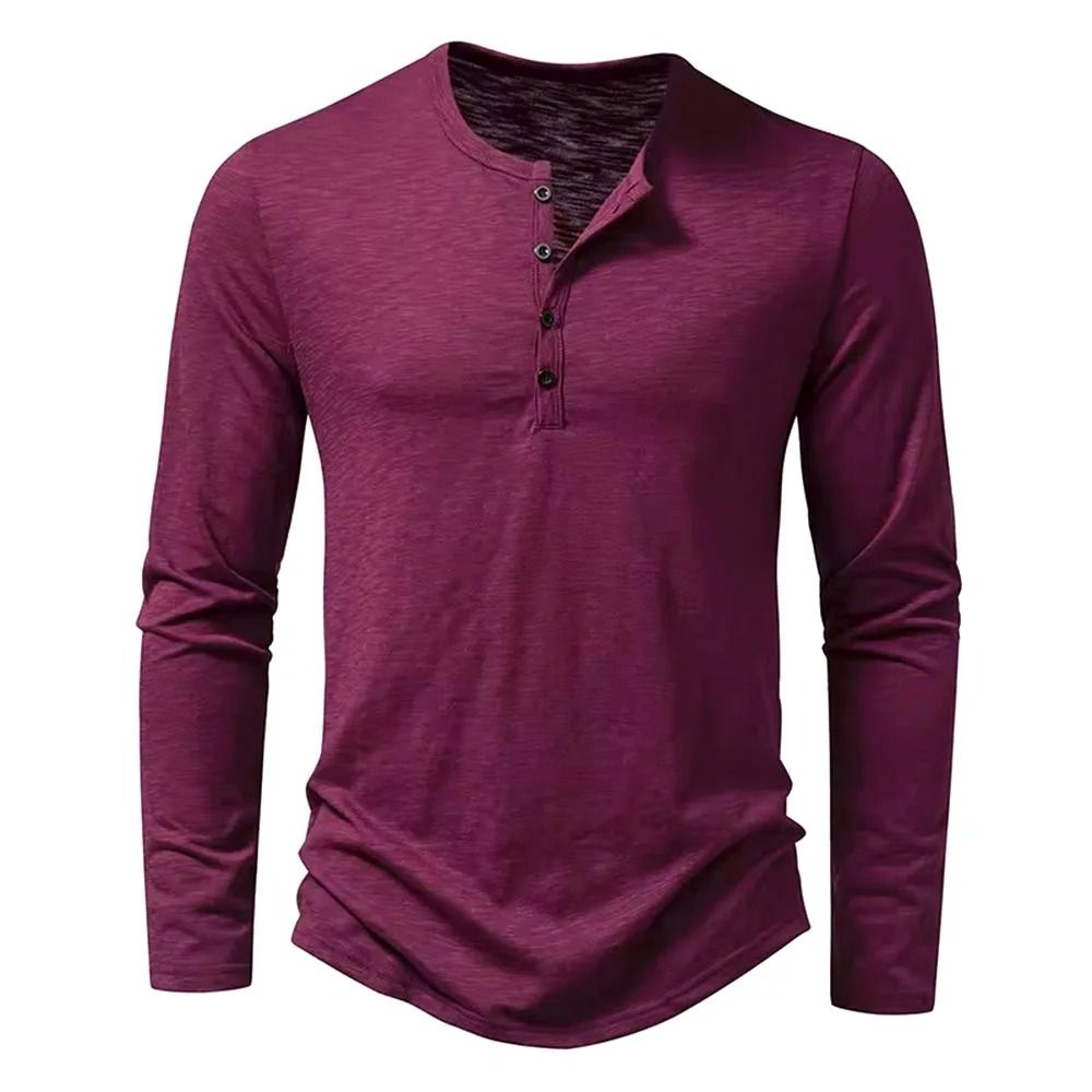 Men Cotton Long Sleeve Henley Shirt Casual Slim Fit Top 4