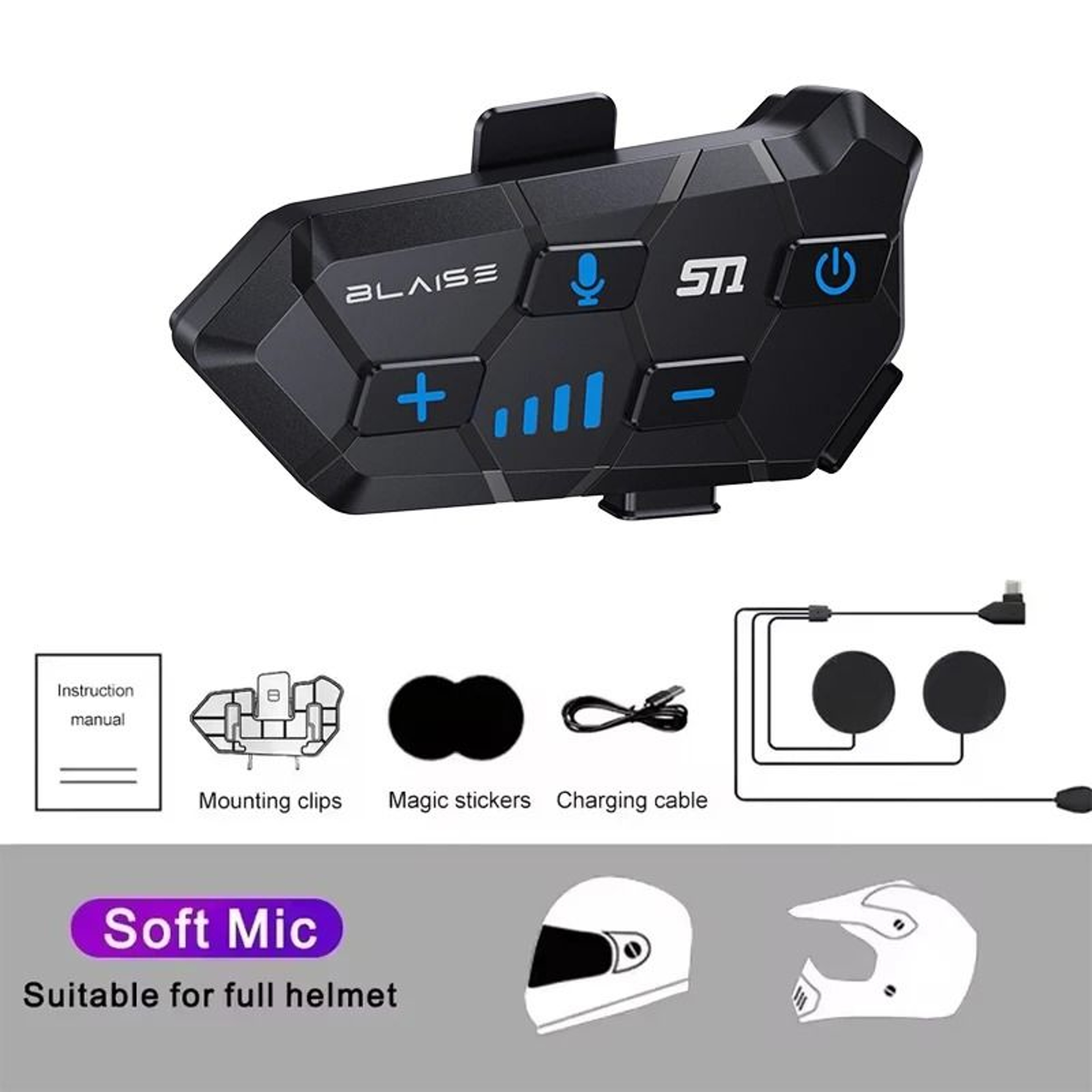 Motorcycle Bluetooth Helmet Headset Waterproof HandsFree Earphone 9