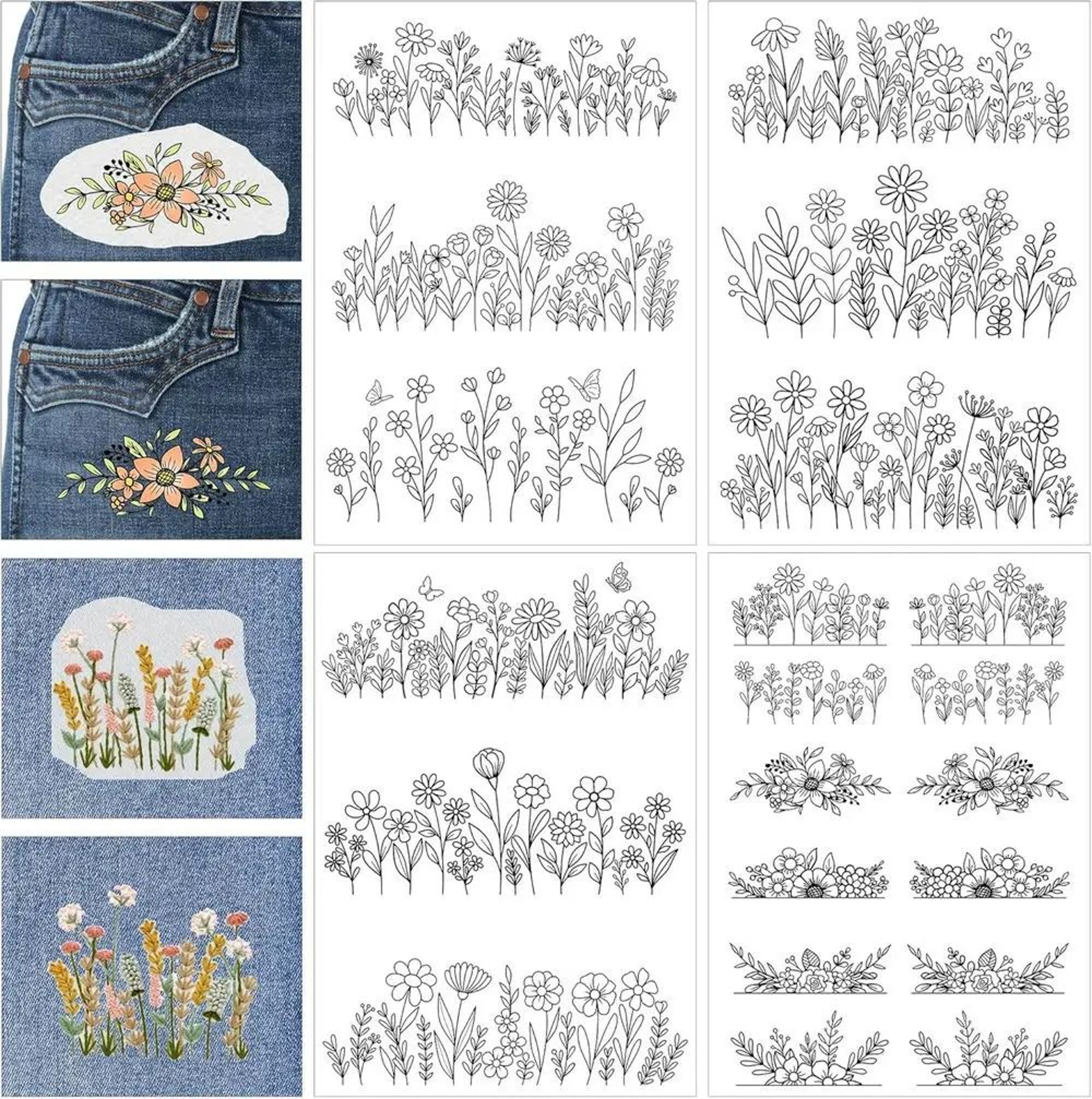 Water Soluble Embroidery Stabilizer Sheets  Stick And Stitch Wash Away Floral And Butterfly Designs 0