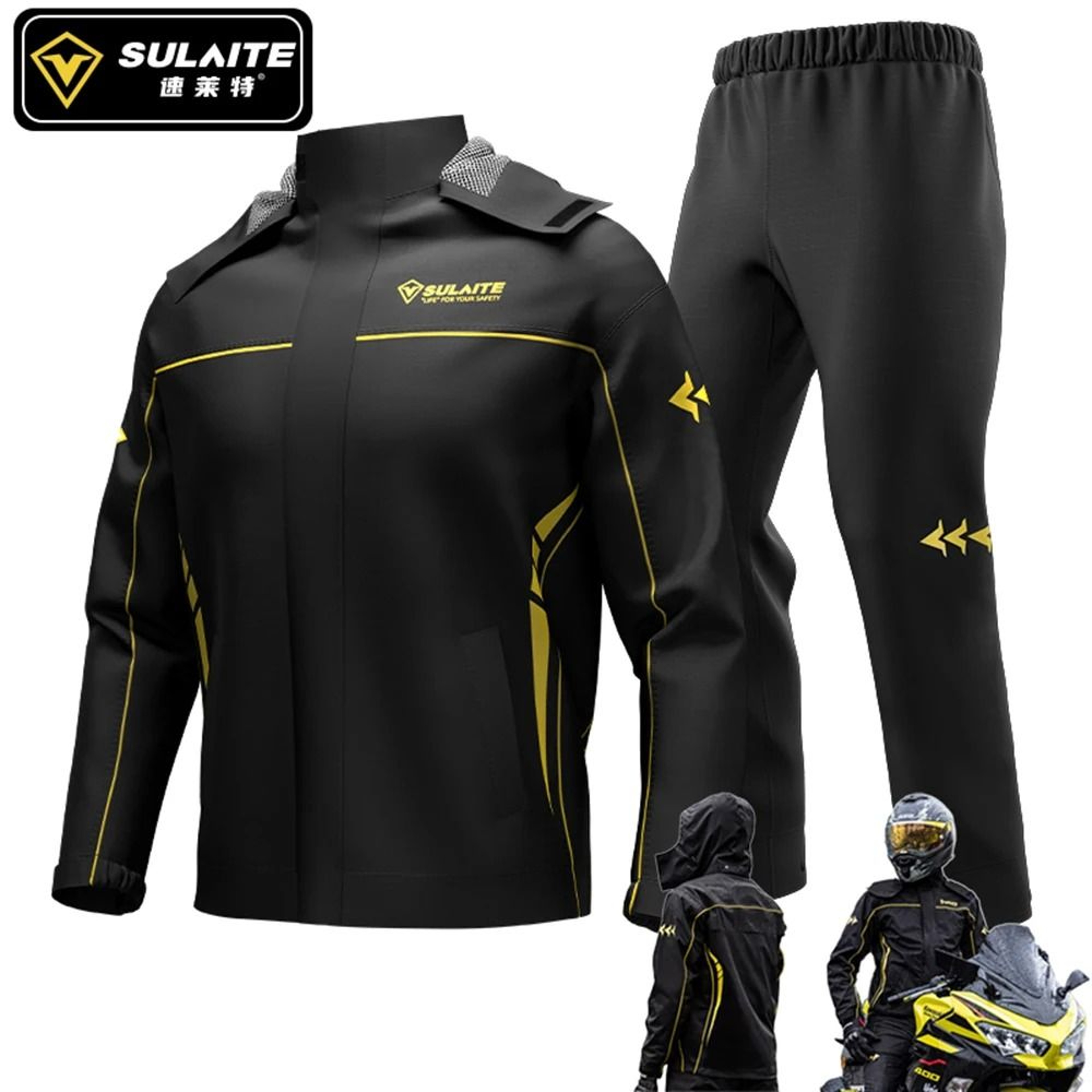 Waterproof Motorcycle Rain Suit With Pants  Breathable Reflective And Protective 2Piece Riding Gear 0