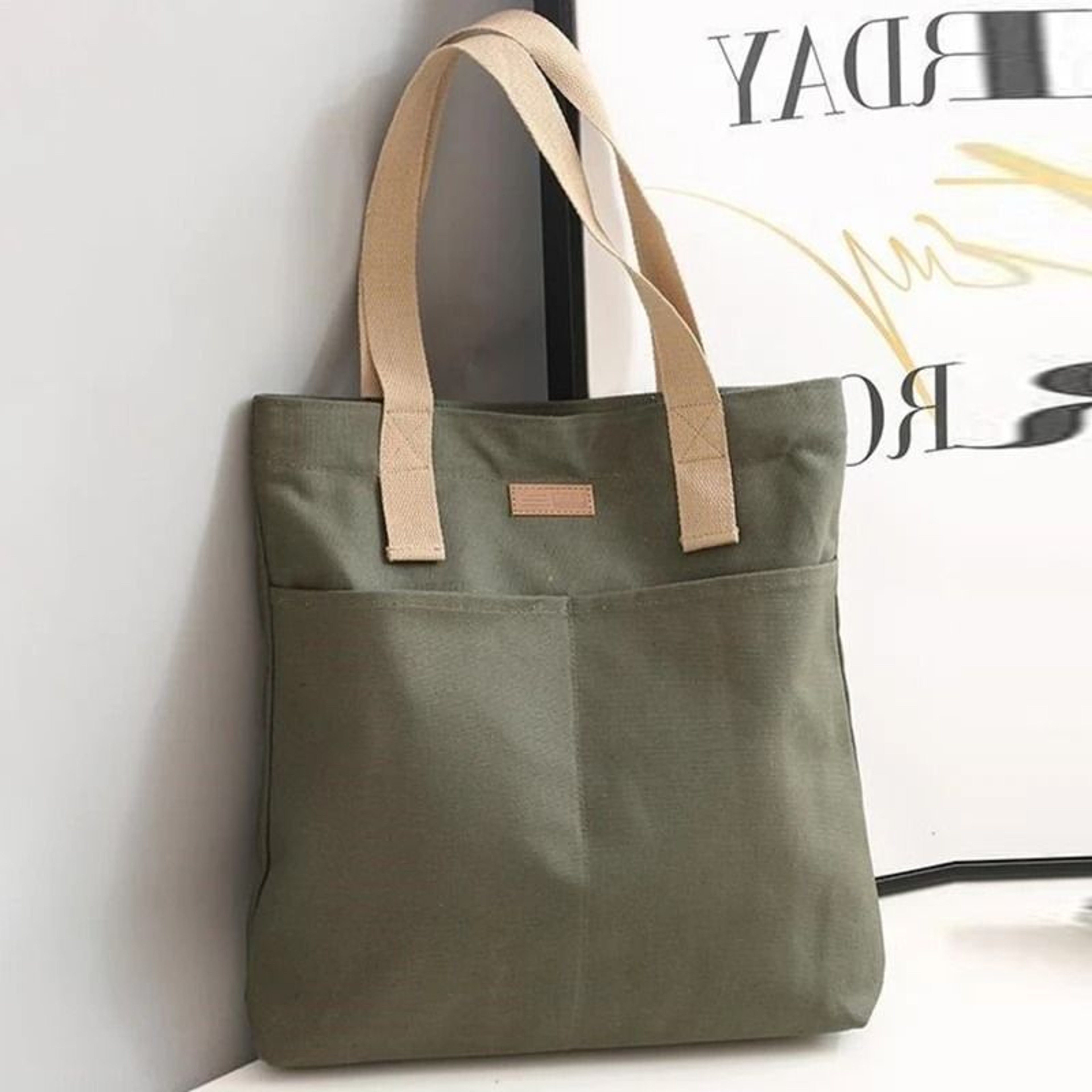 Canvas Tote Shoulder Bag  Large Capacity Reusable And Stylish Everyday Carryall 0