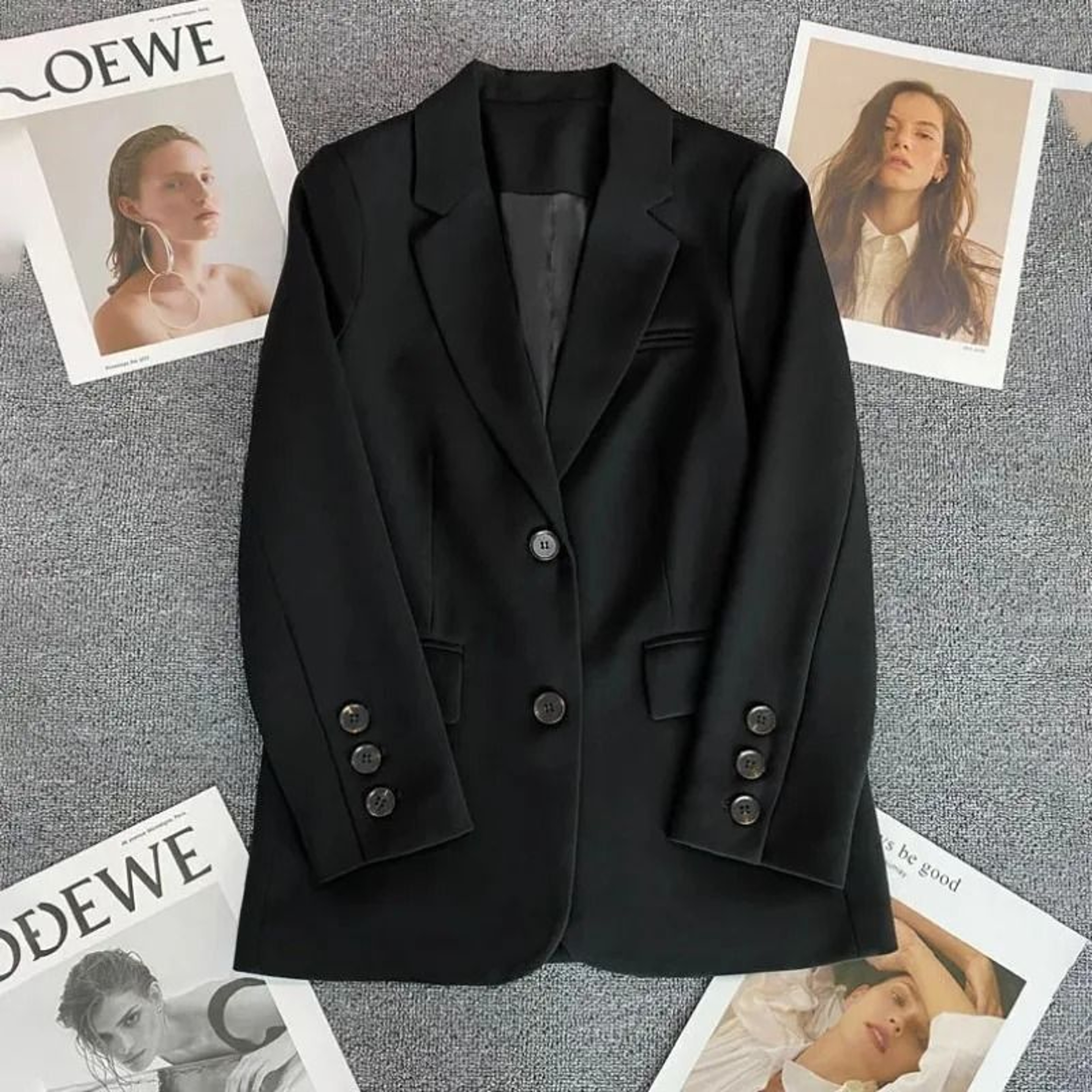 Elegant Office Blazer For Women Long Sleeve Single Button Suit Jacket 3