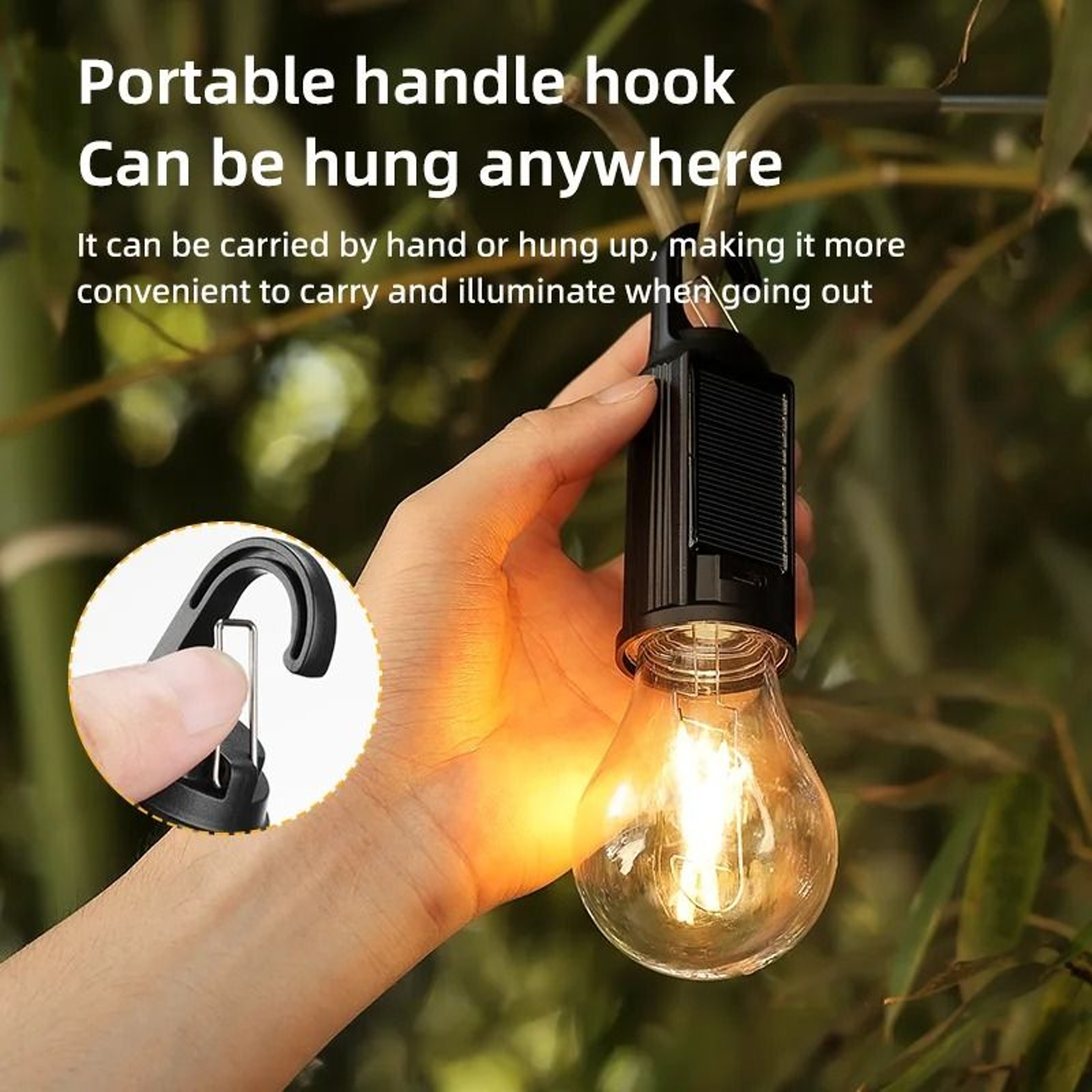 Rechargeable Solar LED Camping Lamp Portable Outdoor Hanging Light 5