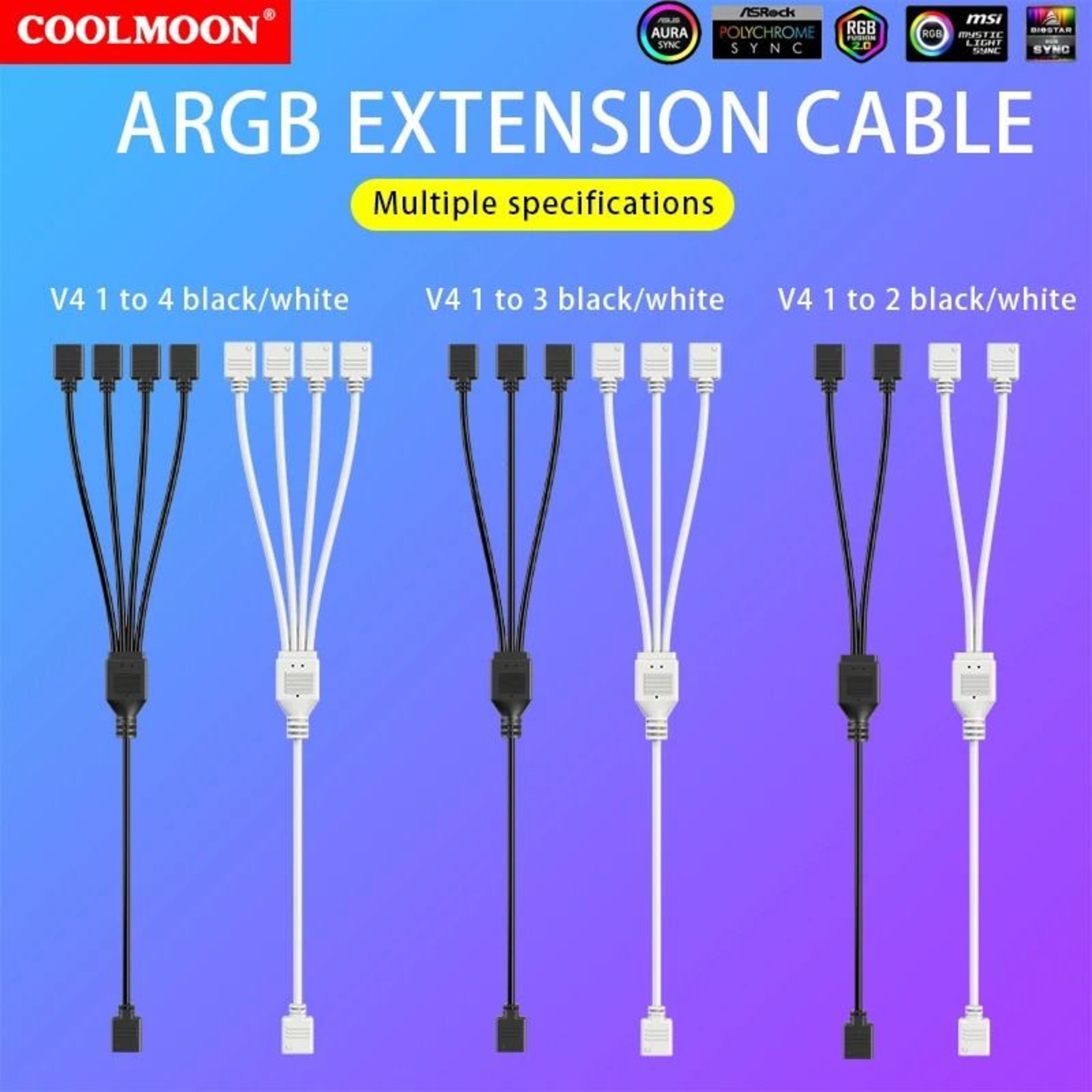 ARGB Chassis Fan Splitter 5V 3PIN Connector 1 To 234 Motherboard Extension Cable 1