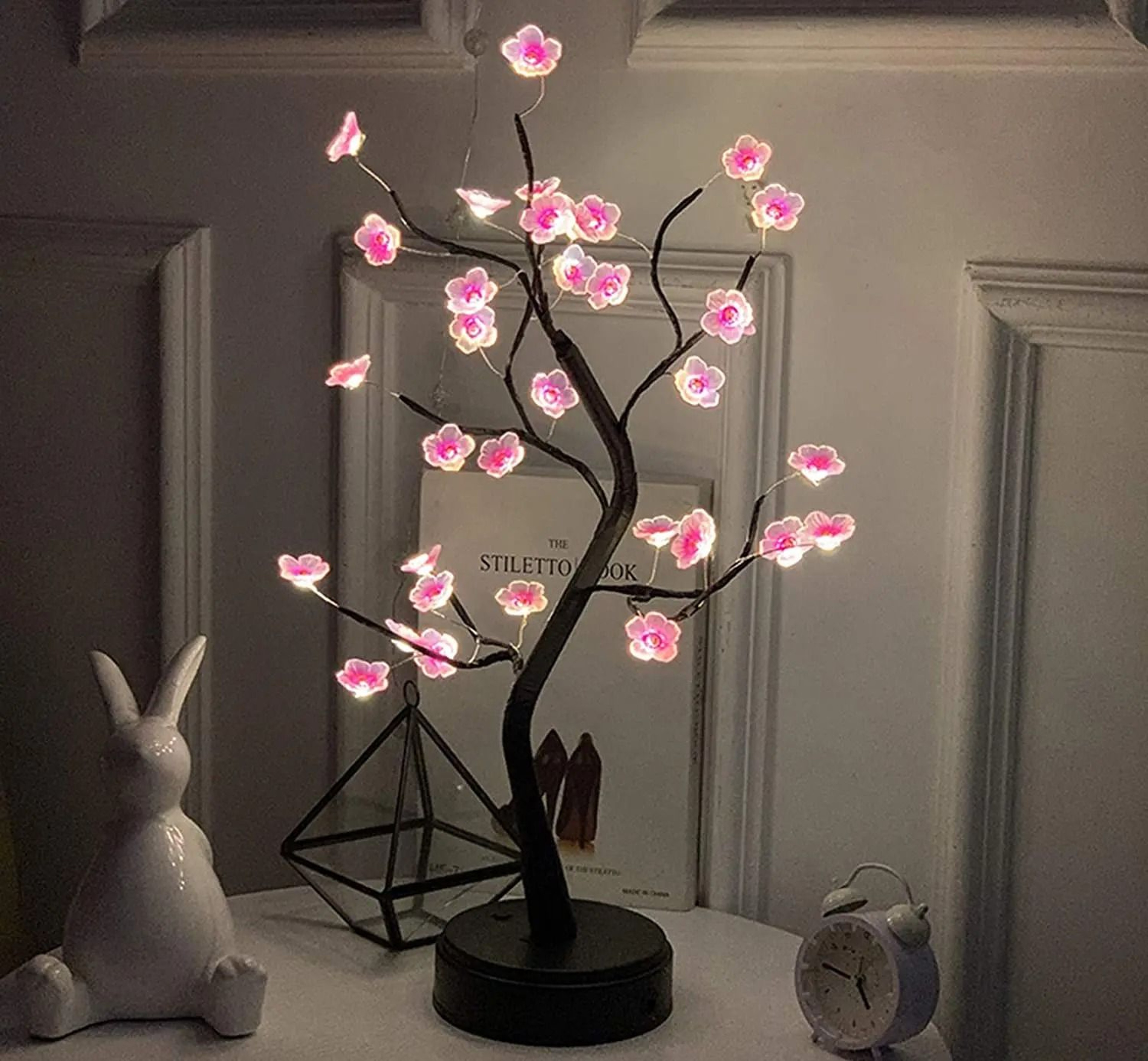 Cherry Blossom LED Bonsai Tree Lamp  USB Or Battery Powered Touch Switch Warm White Light For Home  7